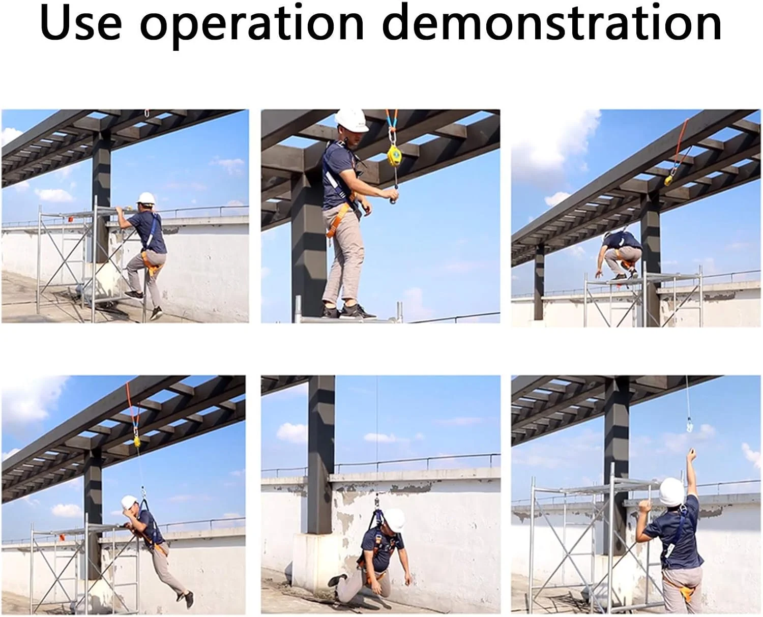 طناب نجات جمع شونده با قلاب میلگرد و سیم بکسل، دستگاه ایمنی حفاظت از سقوط برای ساخت و ساز سقف، کشتی و صخره نوردی، تحمل وزن 150 کیلوگرم (20 متر)