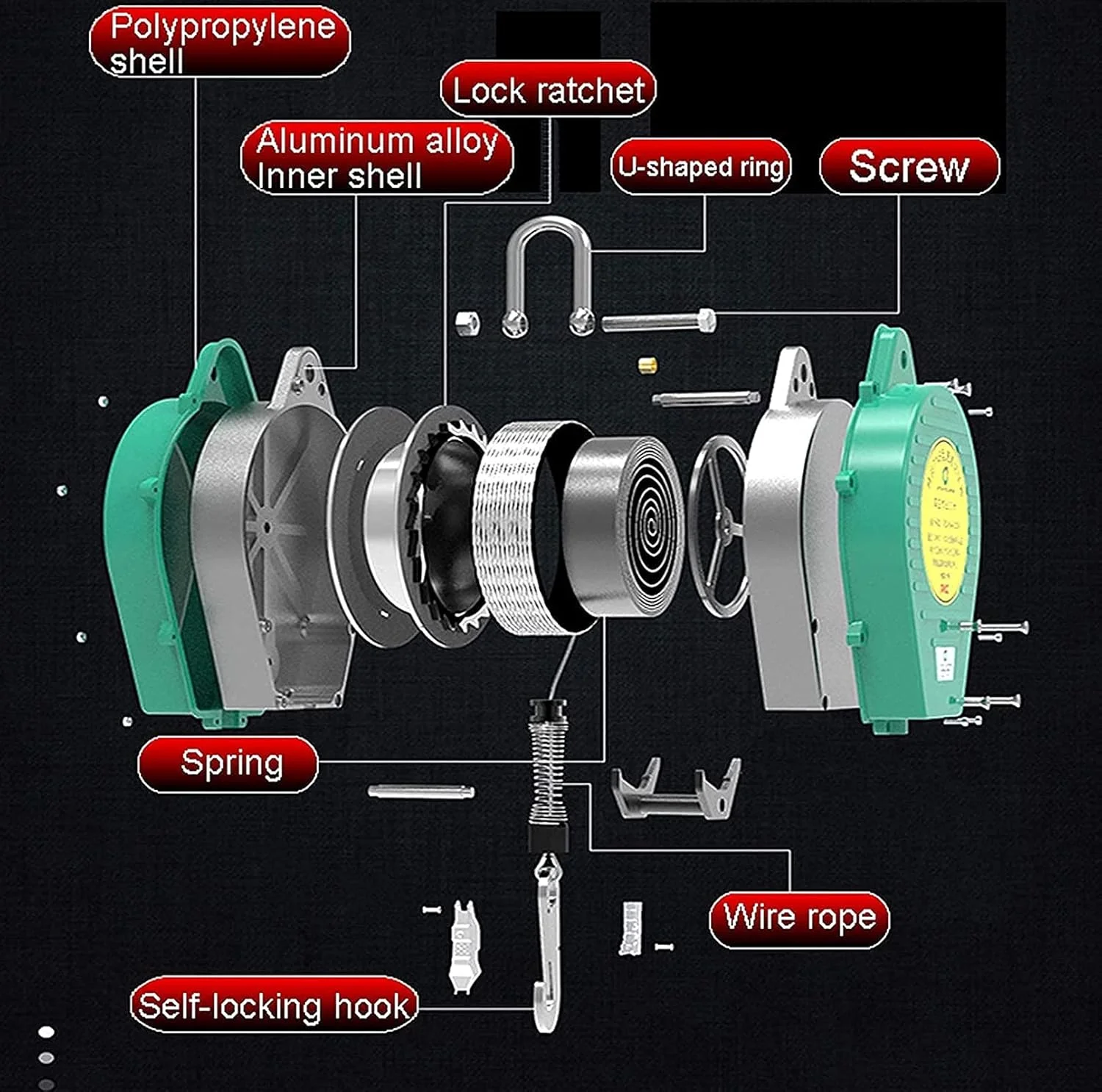 کابل نجات دهنده جمع شونده خودکار، مهار ایمنی تلسکوپی برای جلوگیری از سقوط، طناب ایمنی موقعیت یابی برای کار در ارتفاع، ساخت و ساز سقف (7 متر) زندگی جالب