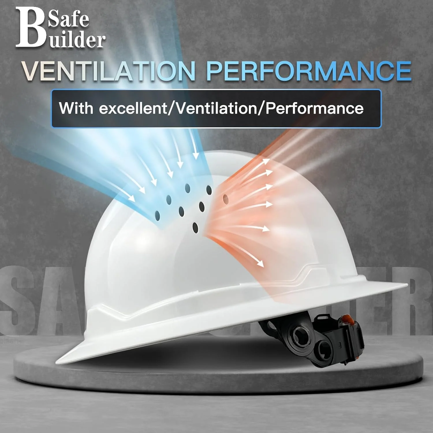 کلاه ایمنی لبه دار ساختمانی SAFEBUILDER SBD-G1، کلاه ایمنی HDPE تهویه دار، مورد تایید OSHA، محافظ سر کار صنعتی ضد آفتاب برای مردان، دارای گواهینامه ANSI/ISEA Z89.1