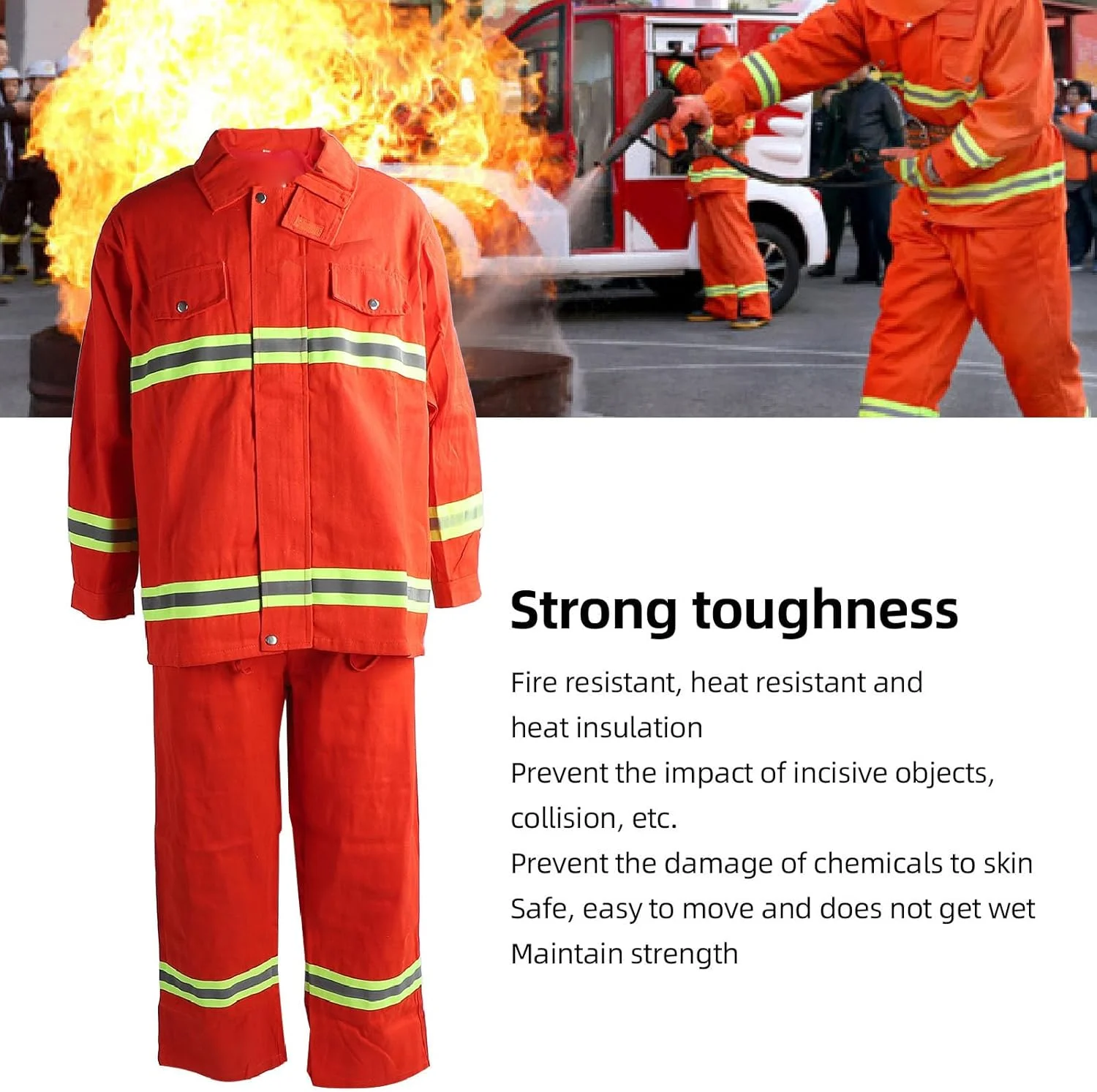 لباس ایمنی مقاوم در برابر آتش، مقاوم در برابر حرارت، عایق حرارت، نوار بازتابنده، مقاوم در برابر آب، ژاکت های ایمنی با دید بالا (XL)