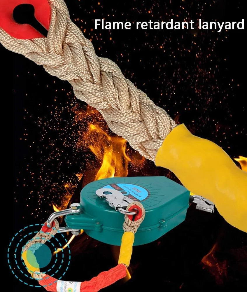 طناب نجات جمع شونده SJHDKLW با قلاب میلگرد و طناب سیمی، دستگاه ایمنی حفاظت از سقوط با تحمل وزن 150 کیلوگرم (3 متر)