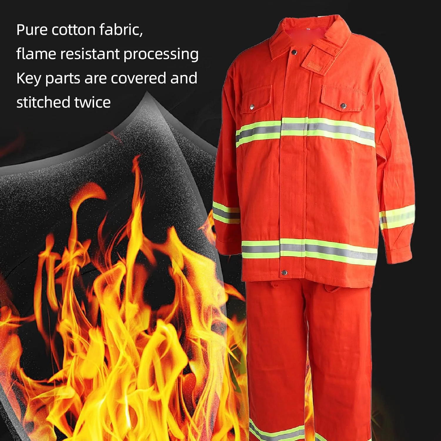 لباس ایمنی مقاوم در برابر آتش، مقاوم در برابر حرارت، عایق حرارت، نوار بازتابنده، مقاوم در برابر آب، ژاکت های ایمنی با دید بالا (XL)