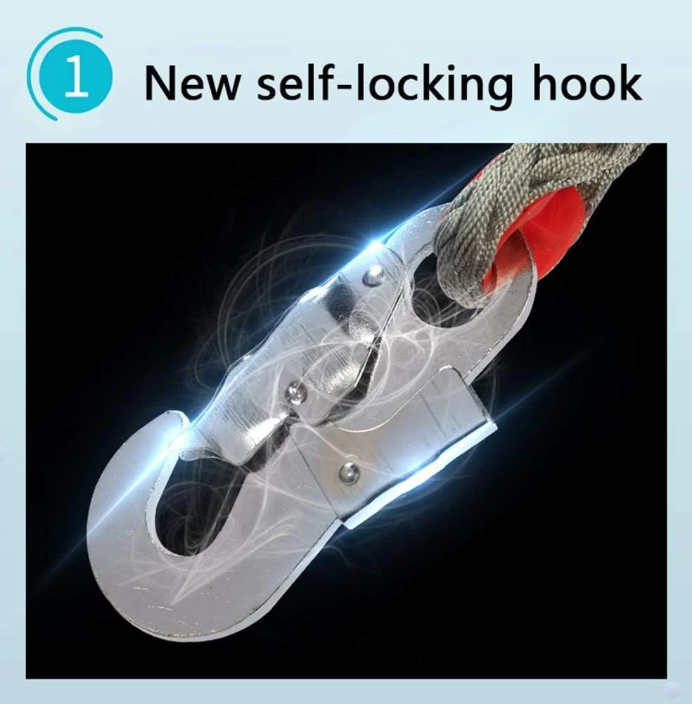 طناب نجات جمع شونده SJHDKLW با قلاب میلگرد و طناب سیمی، دستگاه ایمنی حفاظت از سقوط با تحمل وزن 150 کیلوگرم (3 متر)