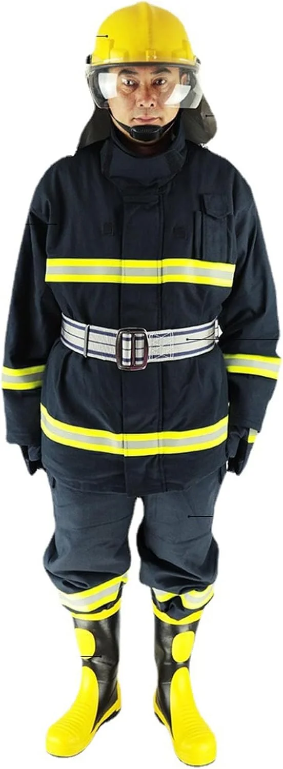 لباس ایمنی مقاوم در برابر آتش، نوار بازتابنده با دید بالا، ژاکت و شلوار عایق حرارت 4 لایه، استحکام مقاوم در برابر آتش، پنبه مقاوم در برابر آتش، ایمنی با دید بالا