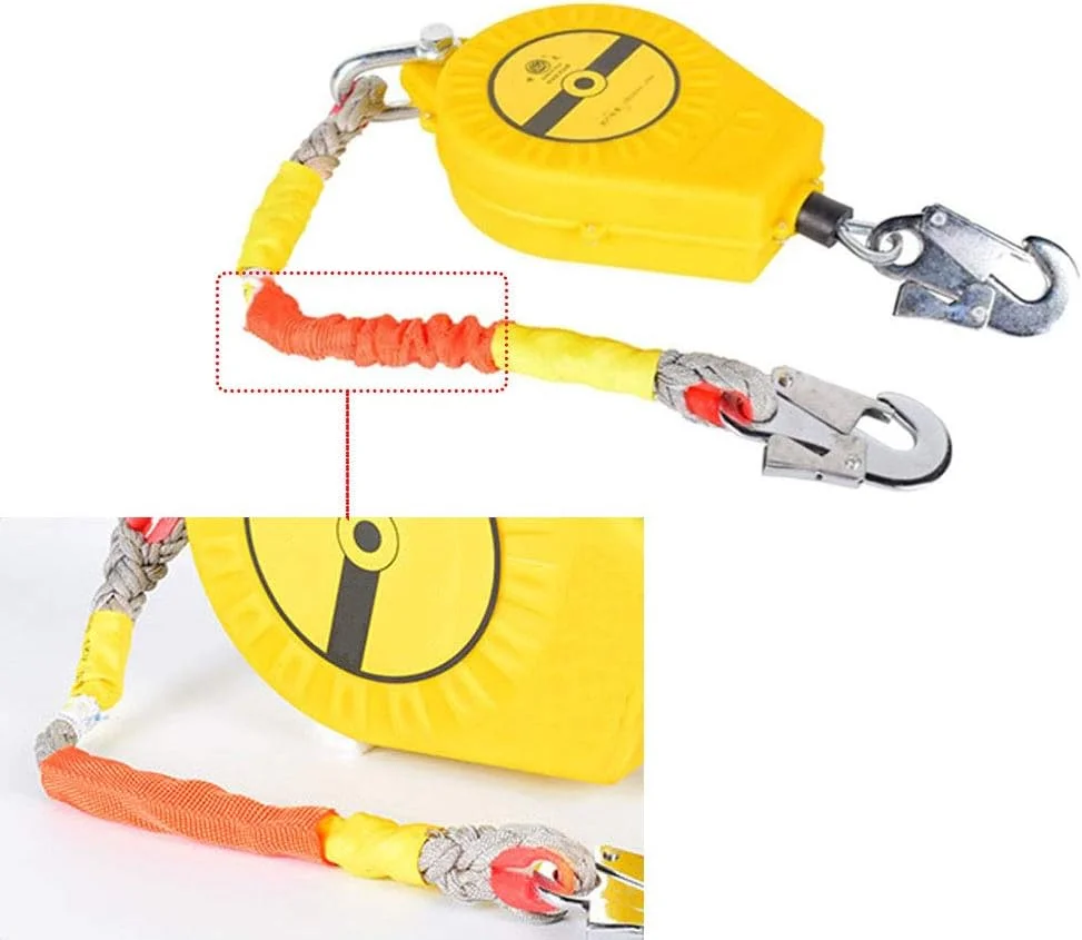 طناب نجات جمع شونده لبه دار، طناب ایمنی جمع شونده محافظت در برابر سقوط - SRL تک پا با قلاب خود قفل شونده، محافظ شخصی برای کار در ارتفاع