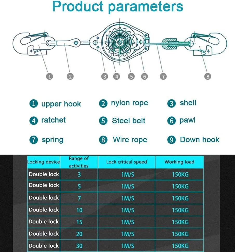 طناب نجات جمع شونده SJHDKLW، مهار ایمنی سقوط با طناب برای ساخت و ساز کارگران، صخره نوردی، نجات آتش نشانی، تجهیزات حفاظت فردی با قلاب میلگرد طناب نجات جمع شونده SJHDKLW، مهار ایمنی سقوط با طناب برای ساخت و ساز کارگران، صخره نوردی، نجات آتش نشانی، تجهیزات حفاظت فردی با قلاب میلگرد