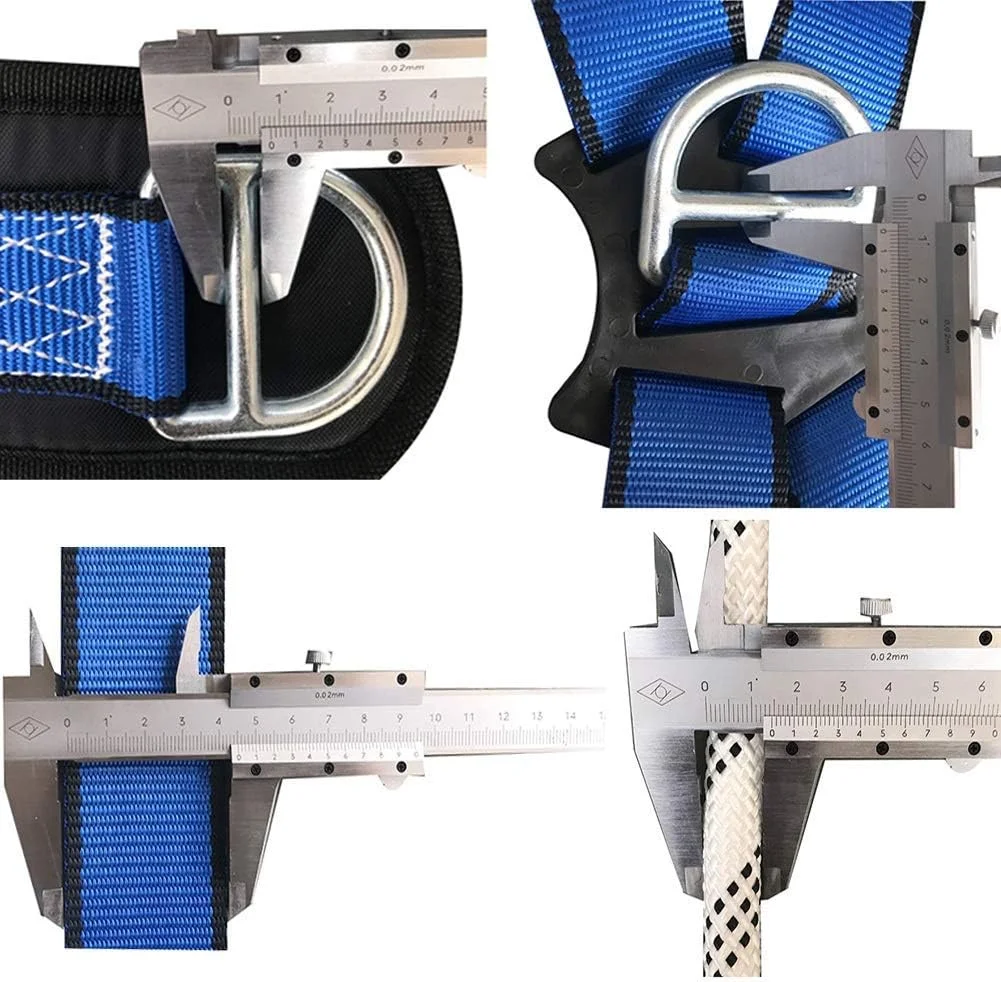 کیت ایمنی جلوگیری از سقوط، کمربند ایمنی نیم تنه با 5 نقطه قابل تنظیم برای محافظت از کمر، لوازم جانبی فولاد آلیاژی، مناسب برای کار در ارتفاع، صخره نوردی (آبی d) جالب