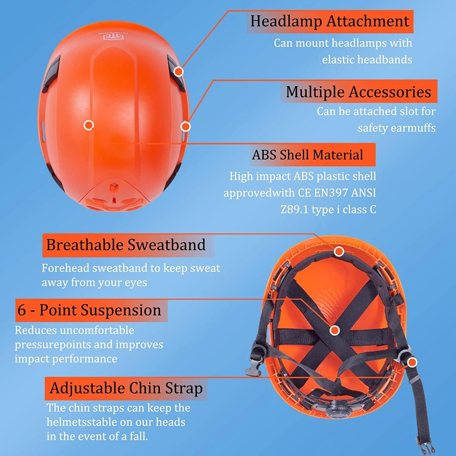 کلاه ایمنی ABS، کلاه کار محافظ، با سوراخ های تهویه و هدبند قابل تنظیم، کلاه کار سبک وزن برای ایمنی و محافظت