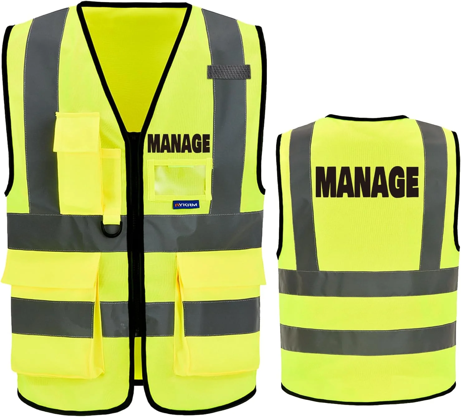 جلیقه ایمنی بازتابنده با دید بالا، مقاوم با 7 جیب و زیپ جلو