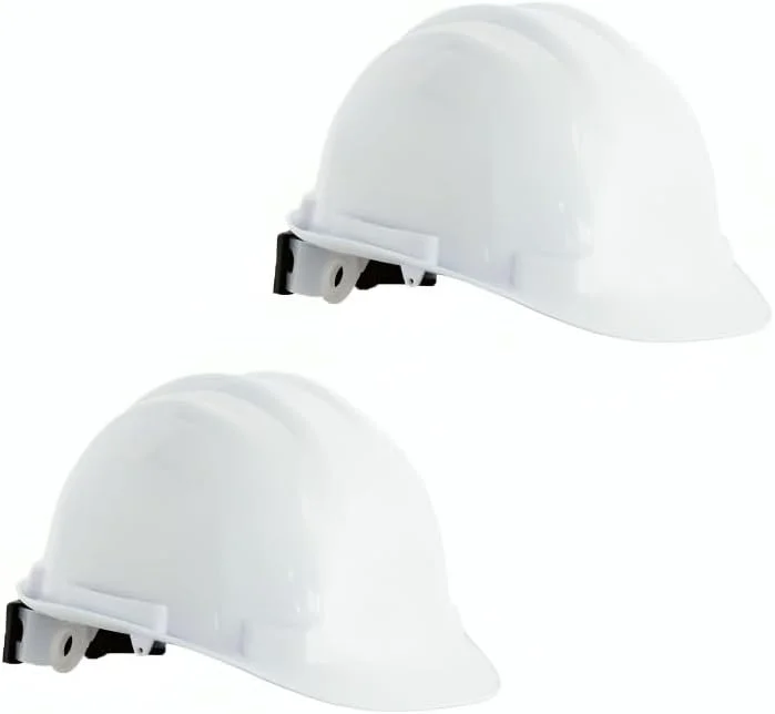 کلاه ایمنی صنعتی 6 نقطه ای پلی اتیلن قابل تنظیم رویال اپکس - کلاه کار ساختمانی محافظ برای کارگران صنعتی و ساختمانی (بسته 2 عددی کلاه سفید)