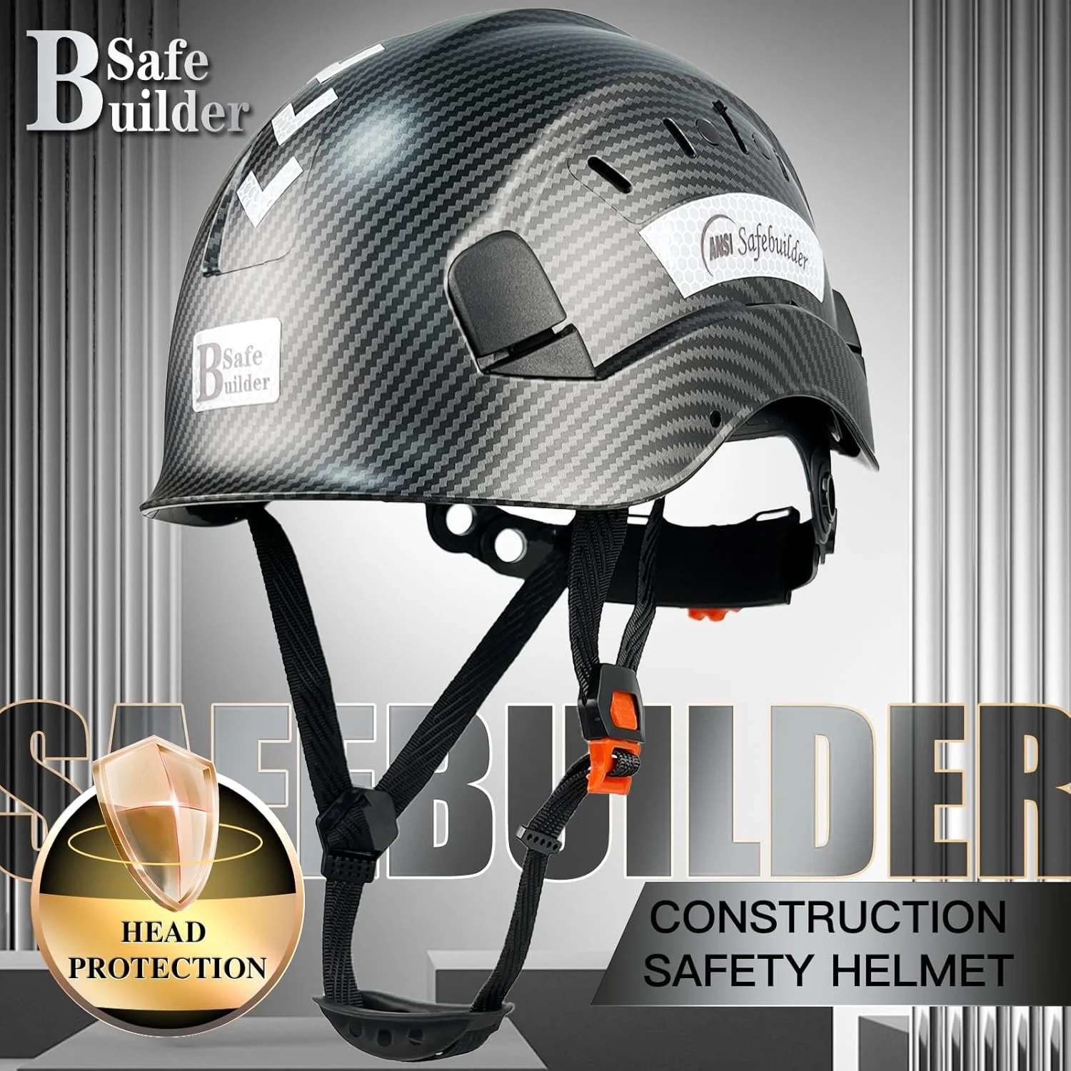 SAFEBUILDER CR06X Industrial Safety Helmet ABS Hard Hat Vented Hardhats Carbon Fiber Pattern Construction Work Head Protection for Men Certified ANSI/ISEA Z89.1 SAFEBUILDER CR06X Industrial Safety Helmet ABS Hard Hat Vented Hardhats Carbon Fiber Pattern Construction Work Head Protection for Men Certified ANSI/ISEA Z89.1