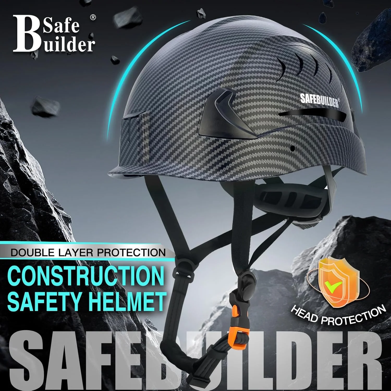 SAFEBUILDER G2C Safety Helmet ANSI Type 2 Class C Hard Hats Vented EPS Liner Lightweight for Construction Work at Height Rescue Industrial OSHA