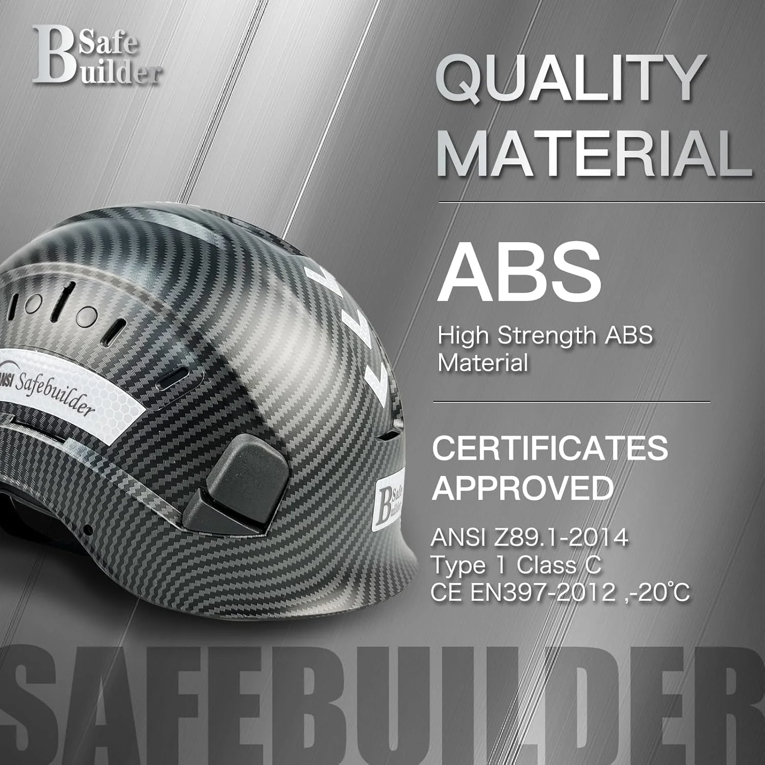 SAFEBUILDER CR06X Industrial Safety Helmet ABS Hard Hat Vented Hardhats Carbon Fiber Pattern Construction Work Head Protection for Men Certified ANSI/ISEA Z89.1 SAFEBUILDER CR06X Industrial Safety Helmet ABS Hard Hat Vented Hardhats Carbon Fiber Pattern Construction Work Head Protection for Men Certified ANSI/ISEA Z89.1