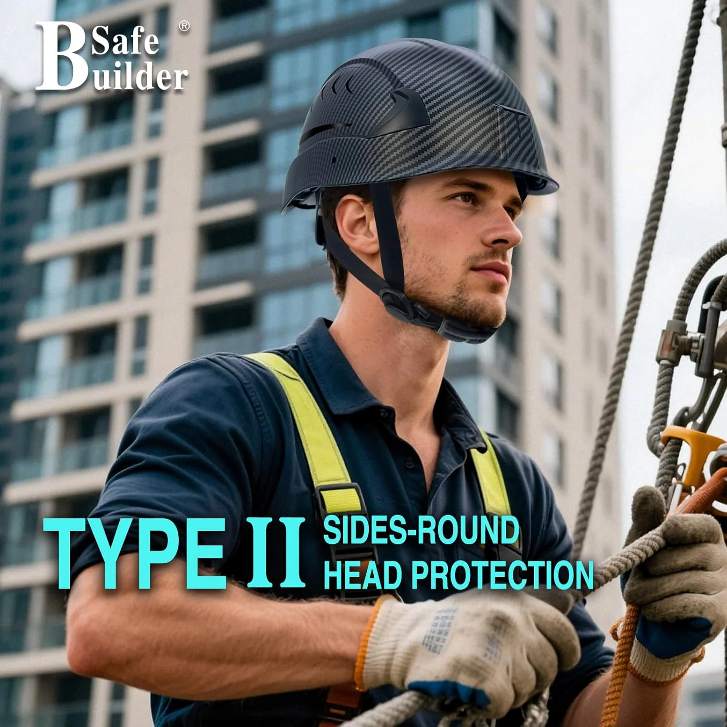 SAFEBUILDER G2C Safety Helmet ANSI Type 2 Class C Hard Hats Vented EPS Liner Lightweight for Construction Work at Height Rescue Industrial OSHA