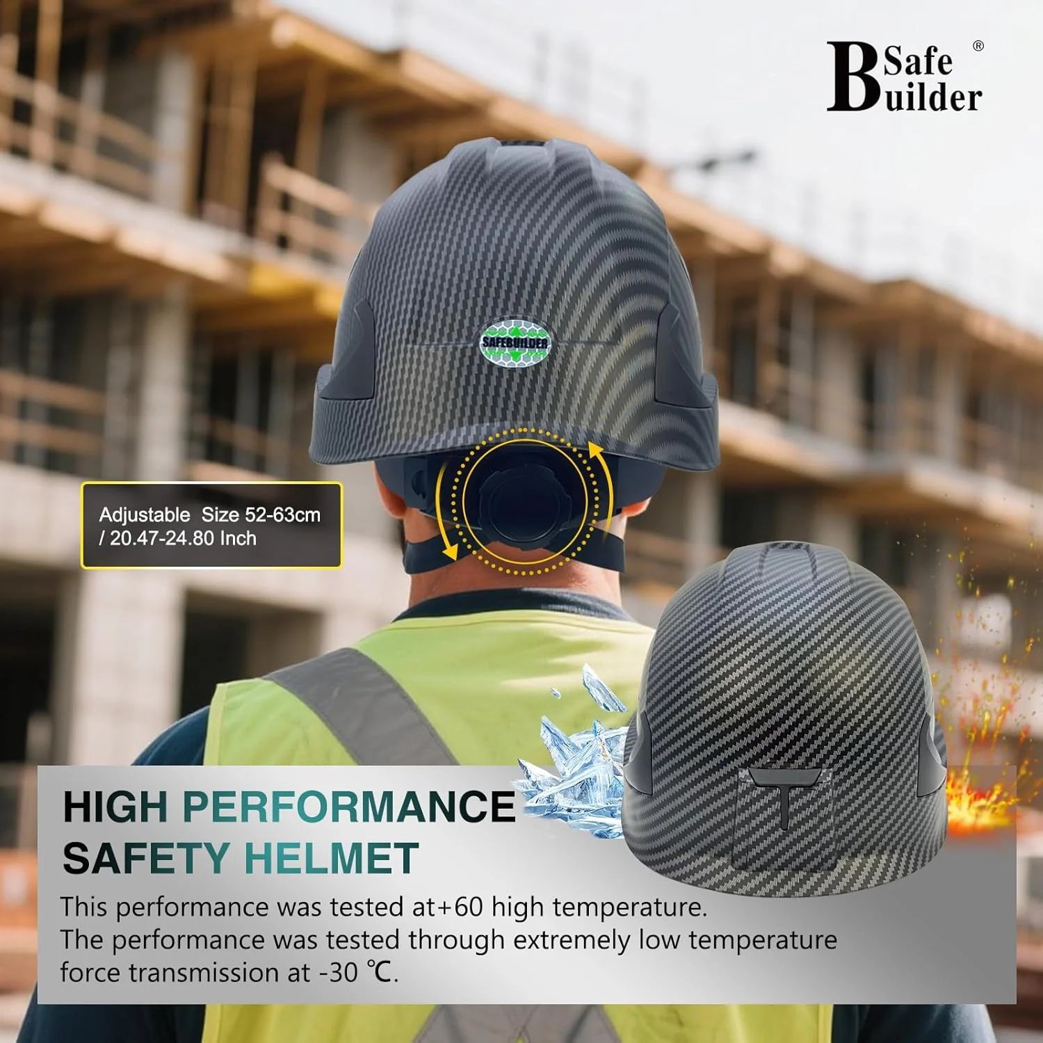 SAFEBUILDER G2C Safety Helmet ANSI Type 2 Class C Hard Hats Vented EPS Liner Lightweight for Construction Work at Height Rescue Industrial OSHA