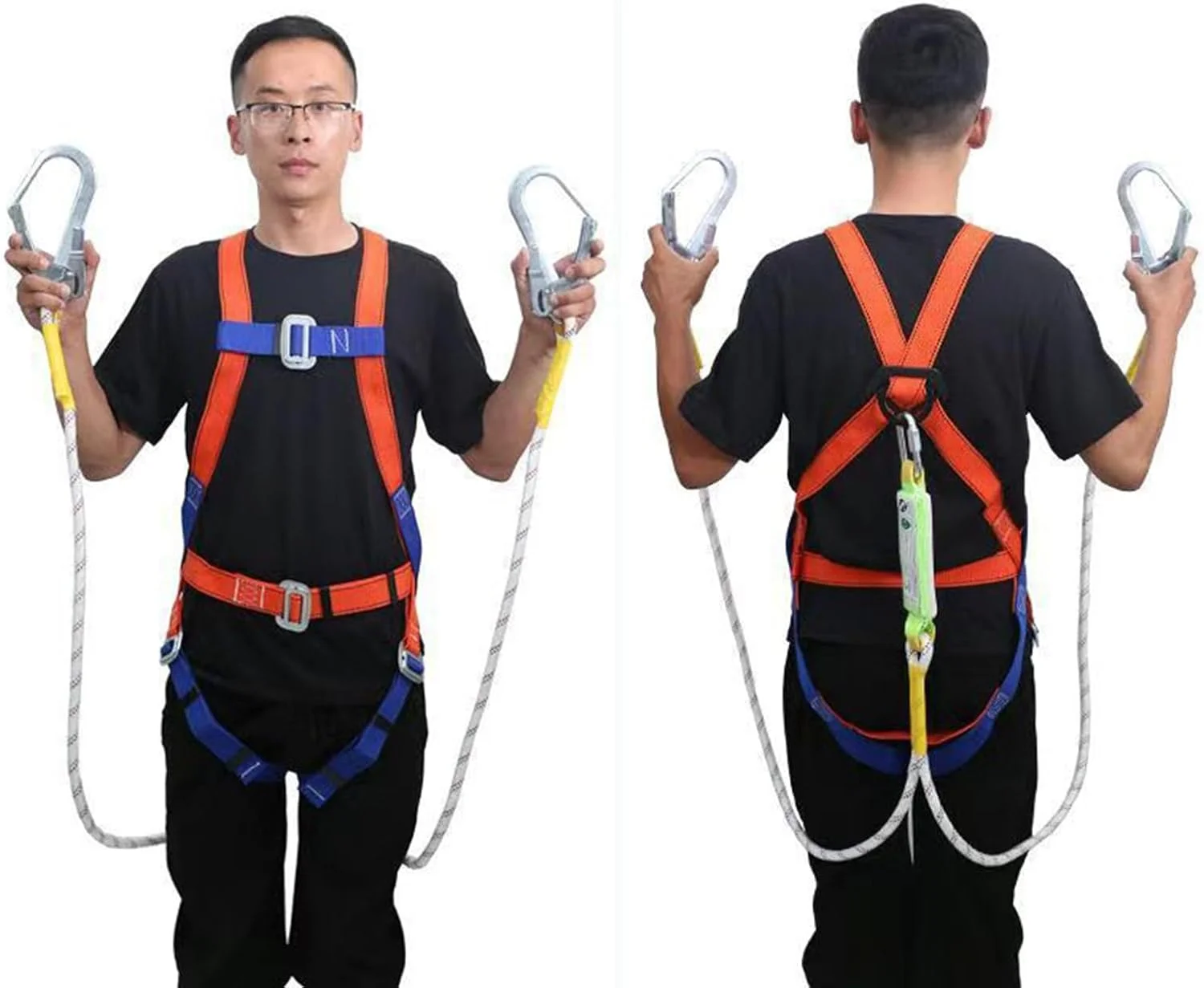 Construction Safety Harness - 5 Point Roofing Harness Full Body - Adjustable Shoulder Straps Flexible Equipment Lanyard Rope Gear for Roof Arborist Climbing Hunting Seguridad Construction Safety Harness - 5 Point Roofing Harness Full Body - Adjustable Shoulder Straps Flexible Equipment Lanyard Rope Gear for Roof Arborist Climbing Hunting Seguridad