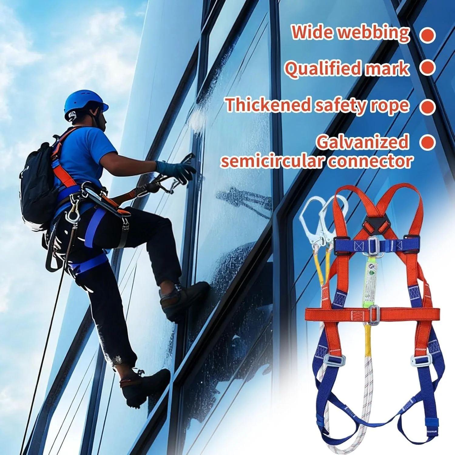 Construction Safety Harness - 5 Point Roofing Harness Full Body - Adjustable Shoulder Straps Flexible Equipment Lanyard Rope Gear for Roof Arborist Climbing Hunting Seguridad Construction Safety Harness - 5 Point Roofing Harness Full Body - Adjustable Shoulder Straps Flexible Equipment Lanyard Rope Gear for Roof Arborist Climbing Hunting Seguridad