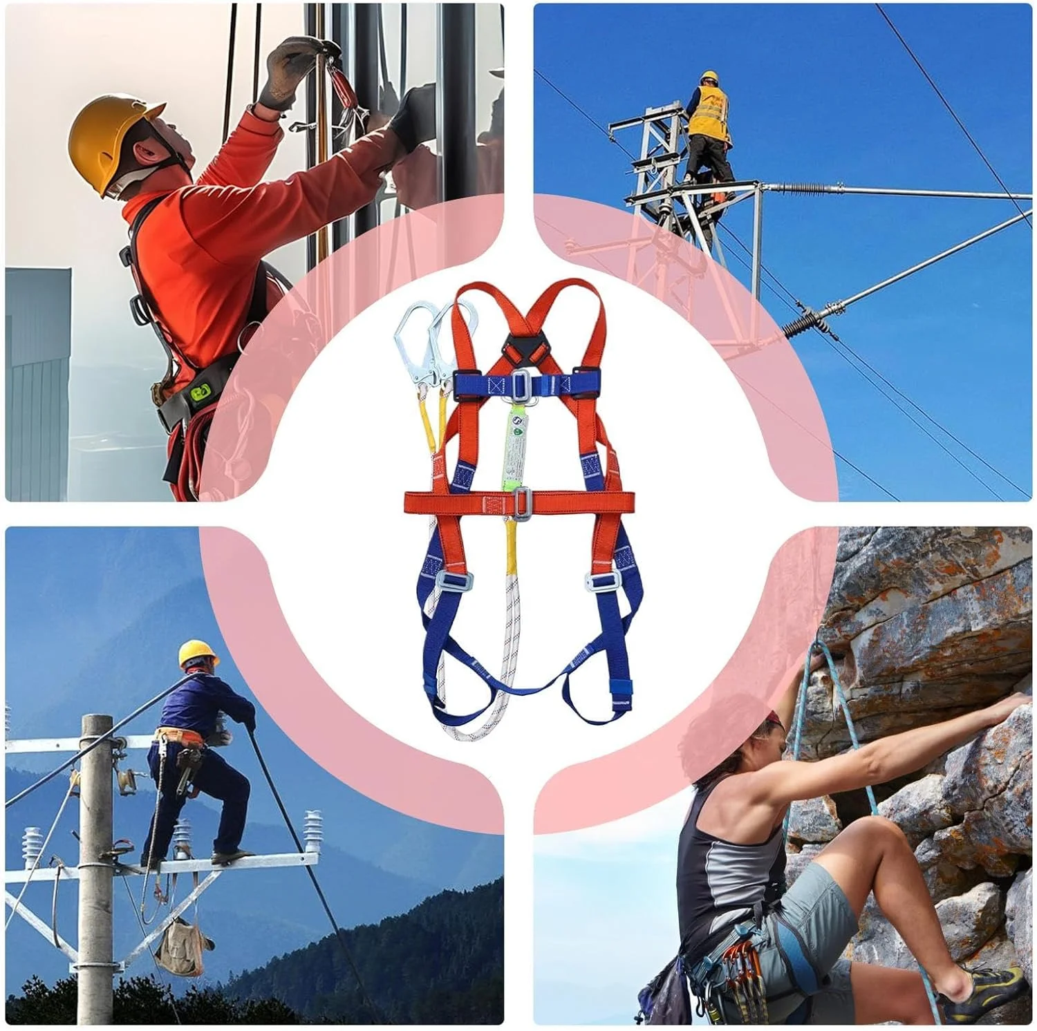 Safety Harness,5 Point Full Body Fall Safety Harnesses - Adjustable Shoulder Straps Flexible Rope Gear Equipment for Climbing Hunting Roof Arborist Safety Harness,5 Point Full Body Fall Safety Harnesses - Adjustable Shoulder Straps Flexible Rope Gear Equipment for Climbing Hunting Roof Arborist
