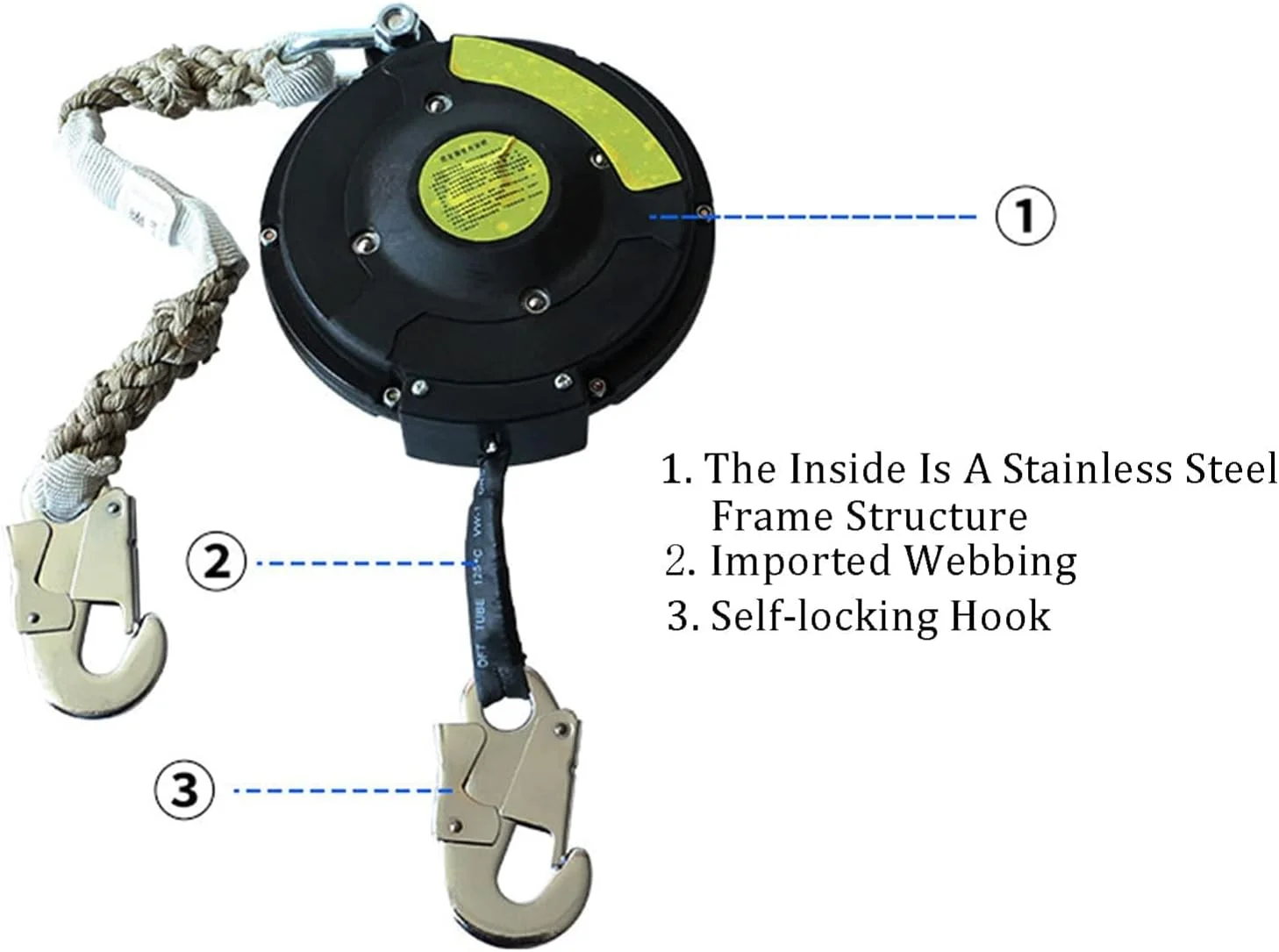 ترمز طناب نجات جمع شونده خودکار، دستگاه خود قفل شونده قابل حمل برای کار در ارتفاع، تجهیزات ایمنی صنعتی با قلاب میلگرد، محافظت بهتر از ایمنی شخصی، بار: 150 کیلوگرم ترمز طناب نجات جمع شونده خودکار، دستگاه خود قفل شونده قابل حمل برای کار در ارتفاع، تجهیزات ایمنی صنعتی با قلاب میلگرد، محافظت بهتر از ایمنی شخصی، بار: 150 کیلوگرم