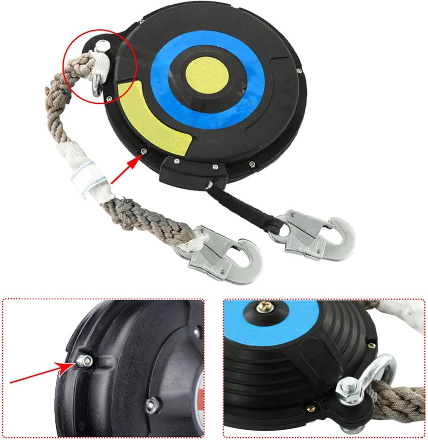 ترمز طناب نجات جمع شونده خودکار، دستگاه خود قفل شونده قابل حمل برای کار در ارتفاع، تجهیزات ایمنی صنعتی با قلاب میلگرد، محافظت بهتر از ایمنی شخصی، بار: 150 کیلوگرم ترمز طناب نجات جمع شونده خودکار، دستگاه خود قفل شونده قابل حمل برای کار در ارتفاع، تجهیزات ایمنی صنعتی با قلاب میلگرد، محافظت بهتر از ایمنی شخصی، بار: 150 کیلوگرم