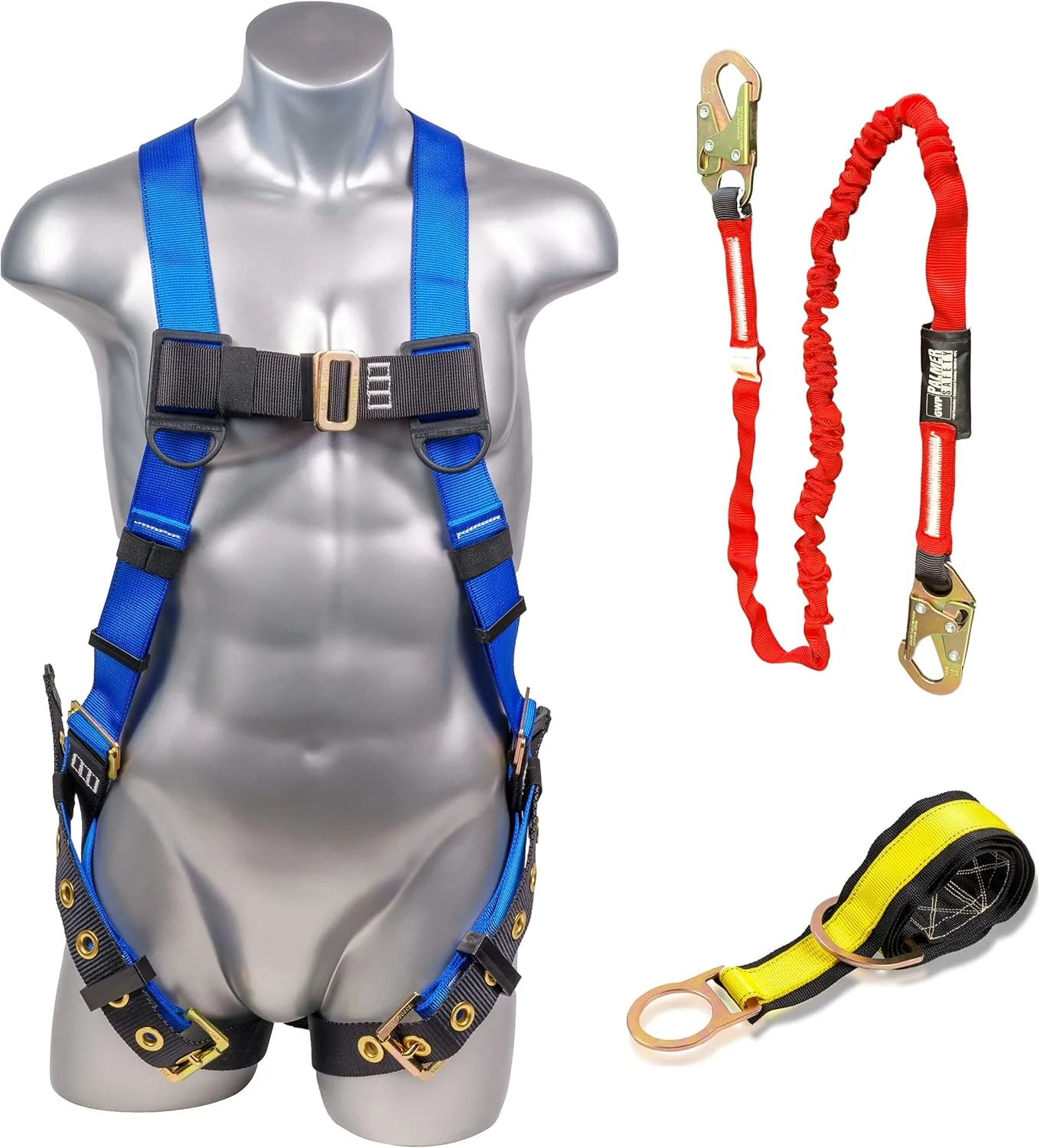 طناب نجات 6 فوتی تک/دو شاخه پالمر سیفتی با جذب کننده شوک داخلی | طناب محدود کننده منطبق با OSHA/ANSI