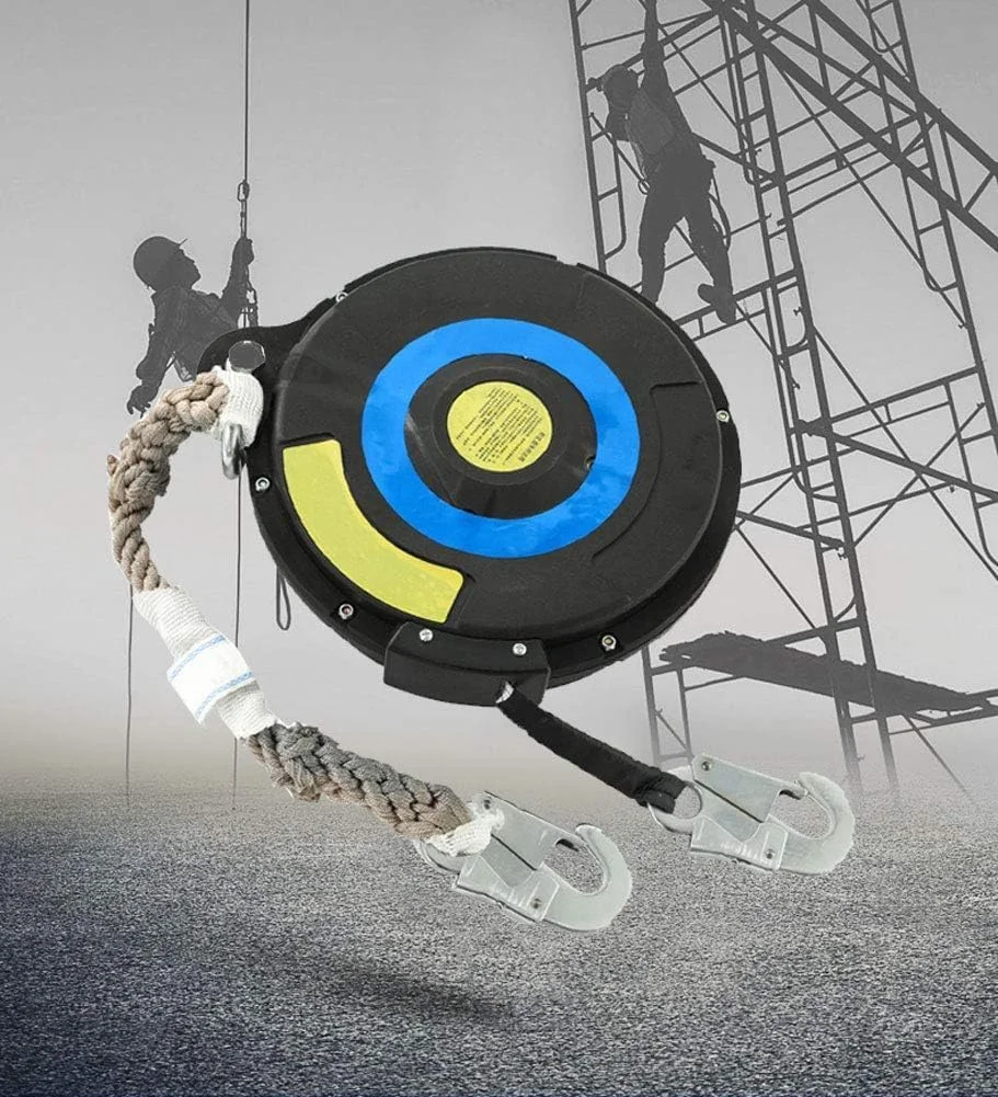 طناب نجات خود جمع شونده سقوط آزاد، طناب محافظ جمع شونده، بار 150 کیلوگرم، قلاب فولادی آلیاژی و طناب سیم فولادی، طناب ایمنی، برای کار در ارتفاع، تجهیزات ایمنی صنعتی