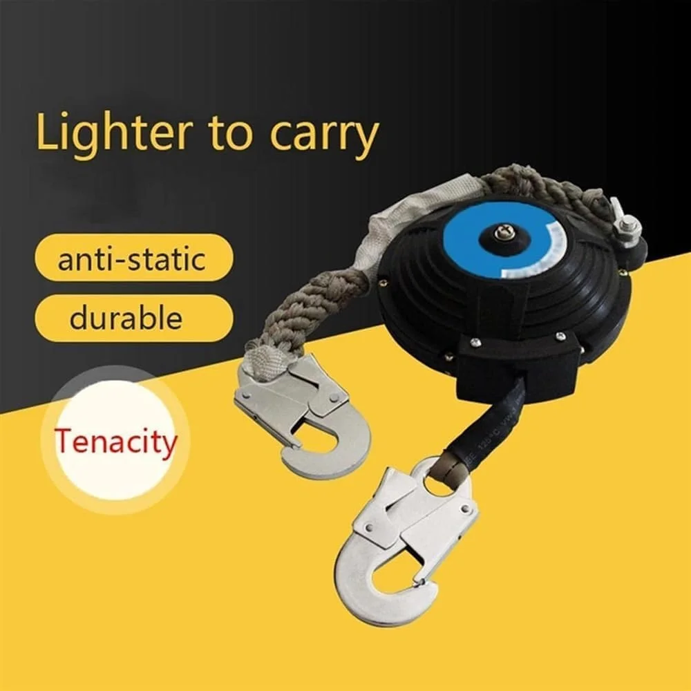 طناب نجات خود جمع شونده سقوط آزاد، طناب محافظ جمع شونده، بار 150 کیلوگرم، قلاب فولادی آلیاژی و طناب سیم فولادی، طناب ایمنی، برای کار در ارتفاع، تجهیزات ایمنی صنعتی