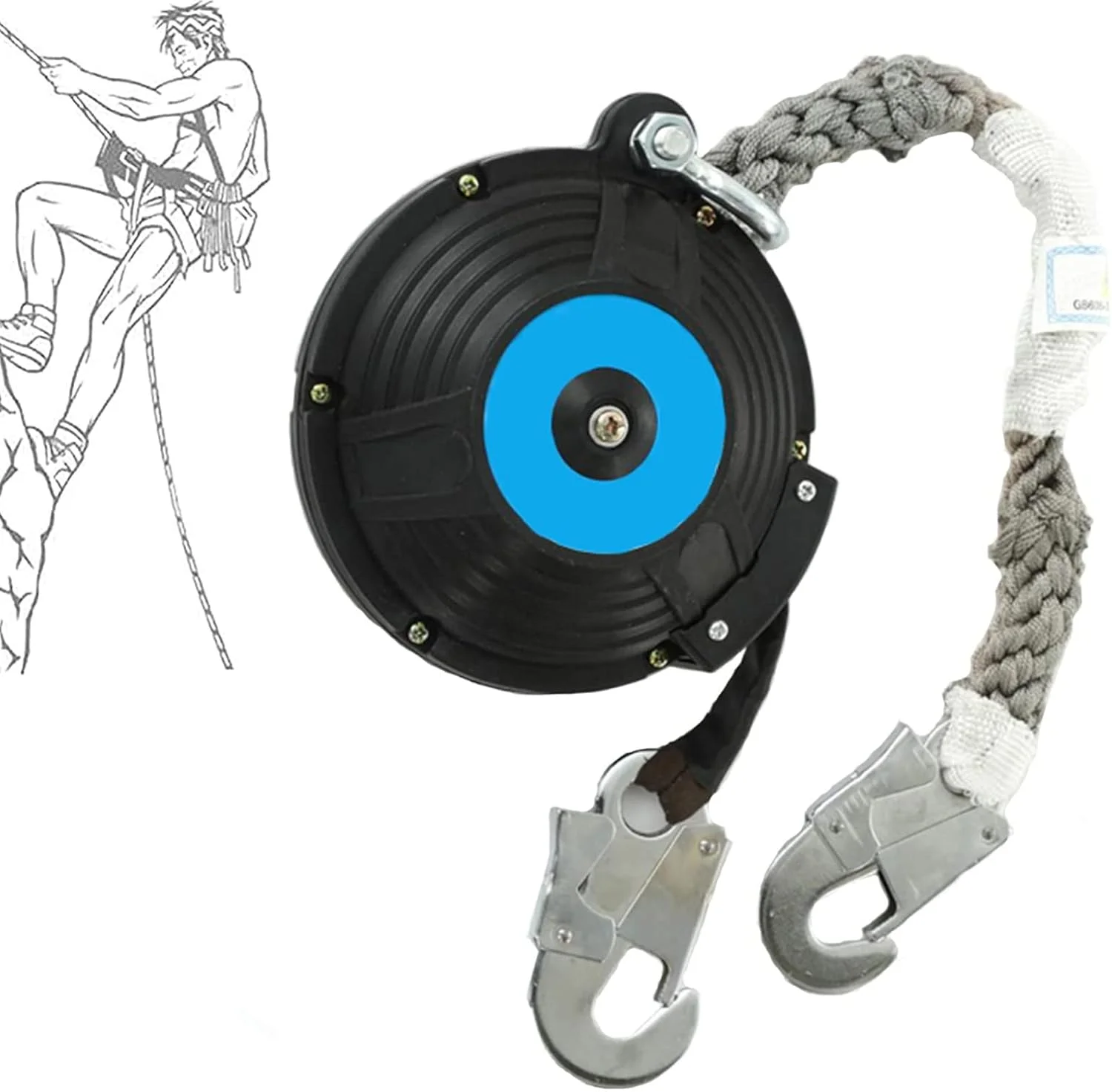 دستگاه ترمز طناب نجات جمع شونده خودکار، تجهیزات ایمنی صنعتی با قلاب میلگرد، محافظت بهتر از ایمنی شخصی، بار: 150 کیلوگرم