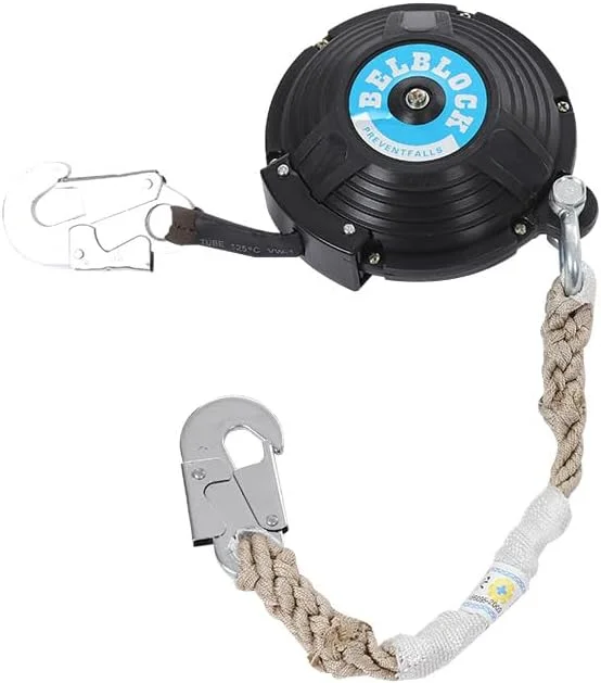 طناب نجات جمع شونده سقوط آزاد، طناب محافظ جمع شونده، بار مجاز 150 کیلوگرم، قلاب فولادی آلیاژی و سیم بکسل فولادی، طناب ایمنی، برای کار در ارتفاع، تجهیزات ایمنی صنعتی