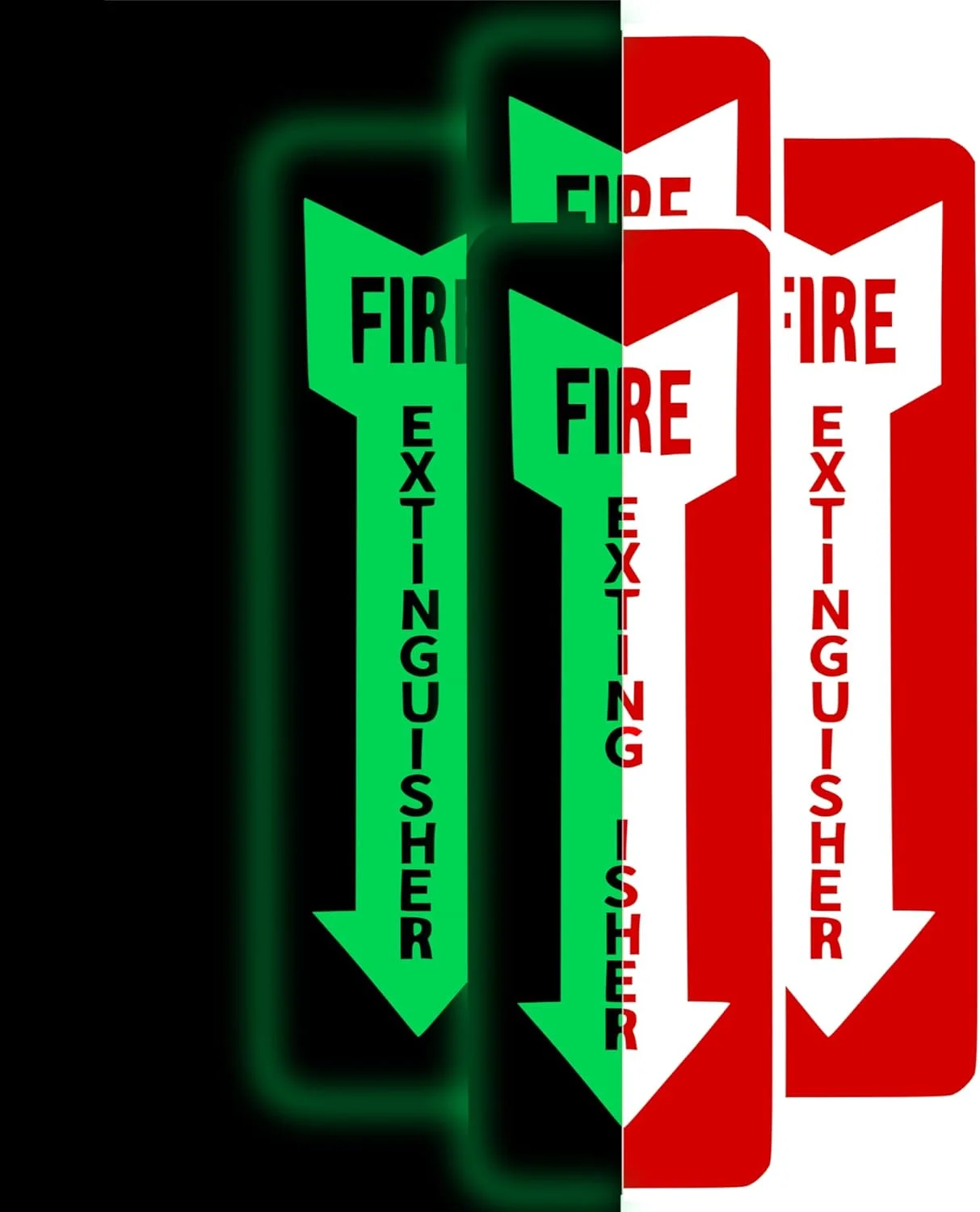 تابلو علامت کپسول آتش نشانی Zimchado، بسته 4 عددی برچسب کپسول آتش نشانی، ضخامت 18 میلی متر بادوام شب تاب - ضد آب و هوا، خود چسب، شب نما و دارای محافظت در برابر اشعه ماوراء بنفش، علائم ایمنی قرمز