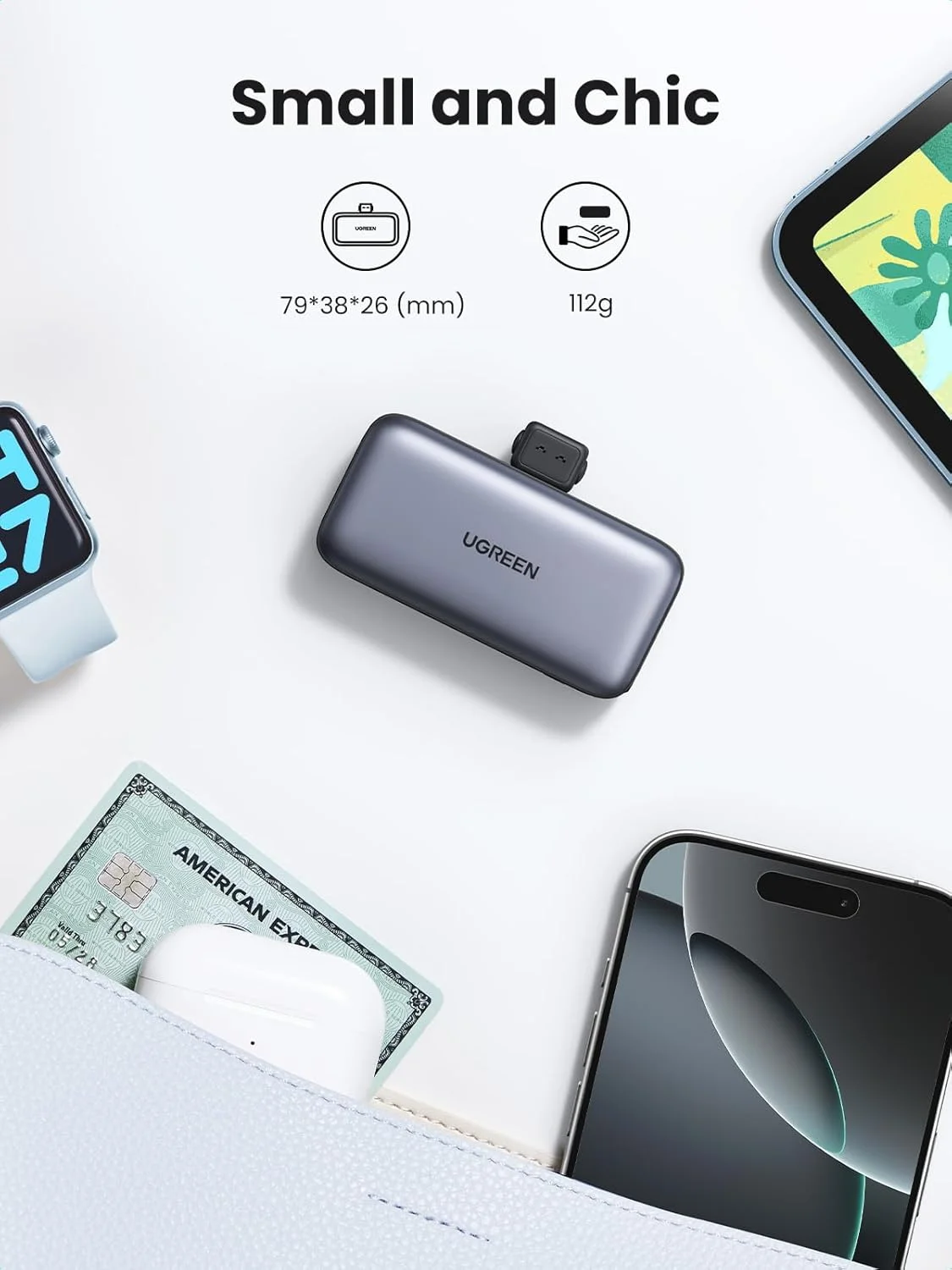 پاوربانک کوچک UGREEN برای آیفون با پایه تاشو، کانکتور USB-C داخلی، ظرفیت 5000 میلی آمپر ساعت، بسته باتری 20 واتی، شارژر قابل حمل 2 پورت برای سری آیفون 17/16، آیپد، سامسونگ گلکسی S25/S24، پیکسل 9 پاوربانک کوچک UGREEN برای آیفون با پایه تاشو، کانکتور USB-C داخلی، ظرفیت 5000 میلی آمپر ساعت، بسته باتری 20 واتی، شارژر قابل حمل 2 پورت برای سری آیفون 17/16، آیپد، سامسونگ گلکسی S25/S24، پیکسل 9
