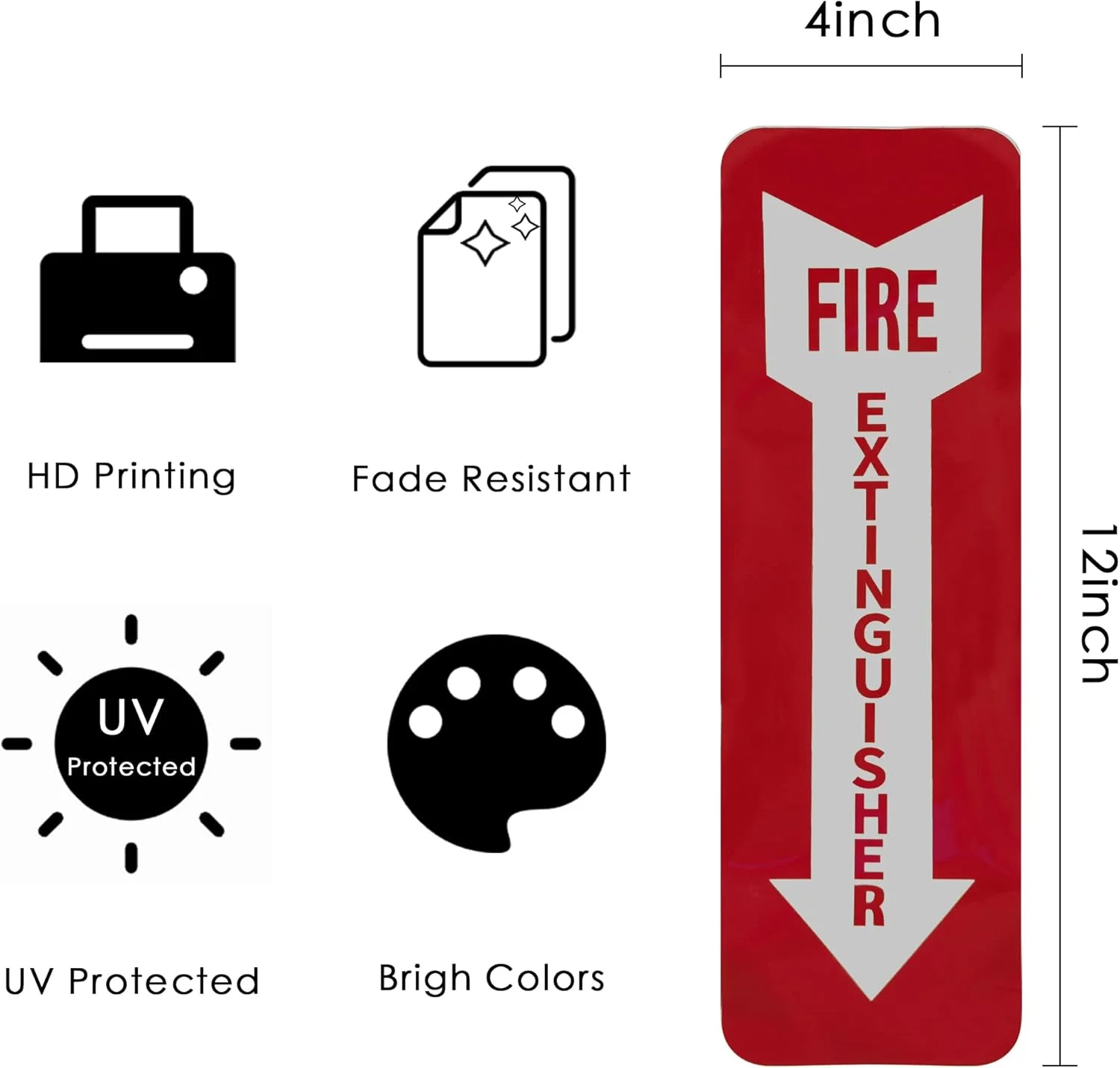 تابلو علامت کپسول آتش نشانی Zimchado، بسته 4 عددی برچسب کپسول آتش نشانی، ضخامت 18 میلی متر بادوام شب تاب - ضد آب و هوا، خود چسب، شب نما و دارای محافظت در برابر اشعه ماوراء بنفش، علائم ایمنی قرمز