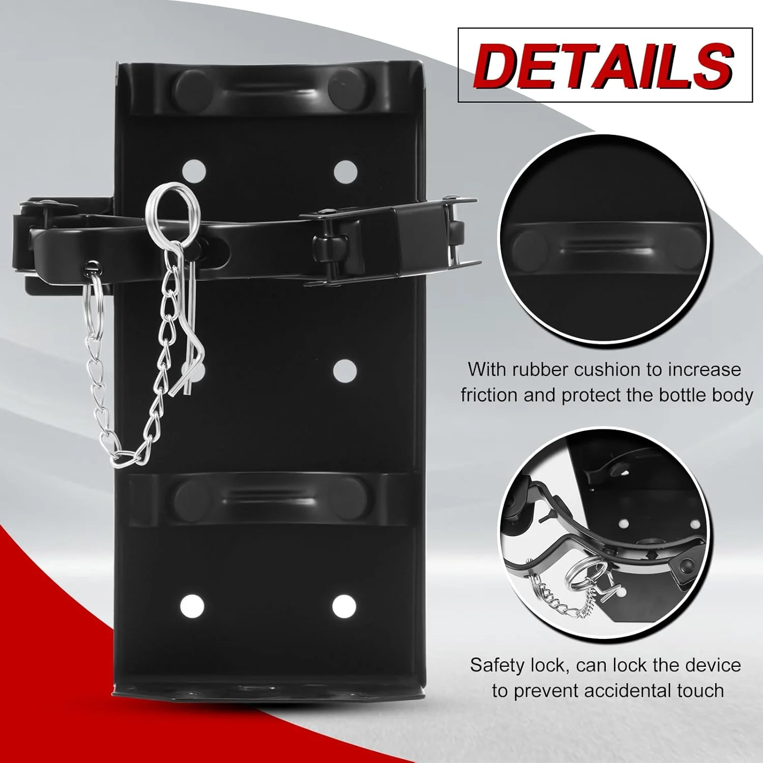 نگهدارنده کپسول آتش نشانی زونون، 2 عددی، فلزی، مقاوم، مناسب نصب دیواری در خانه، خودرو و کامیون، سایز مینی، کوچک و متوسط، مشکی (مناسب کپسول 10 پوندی)