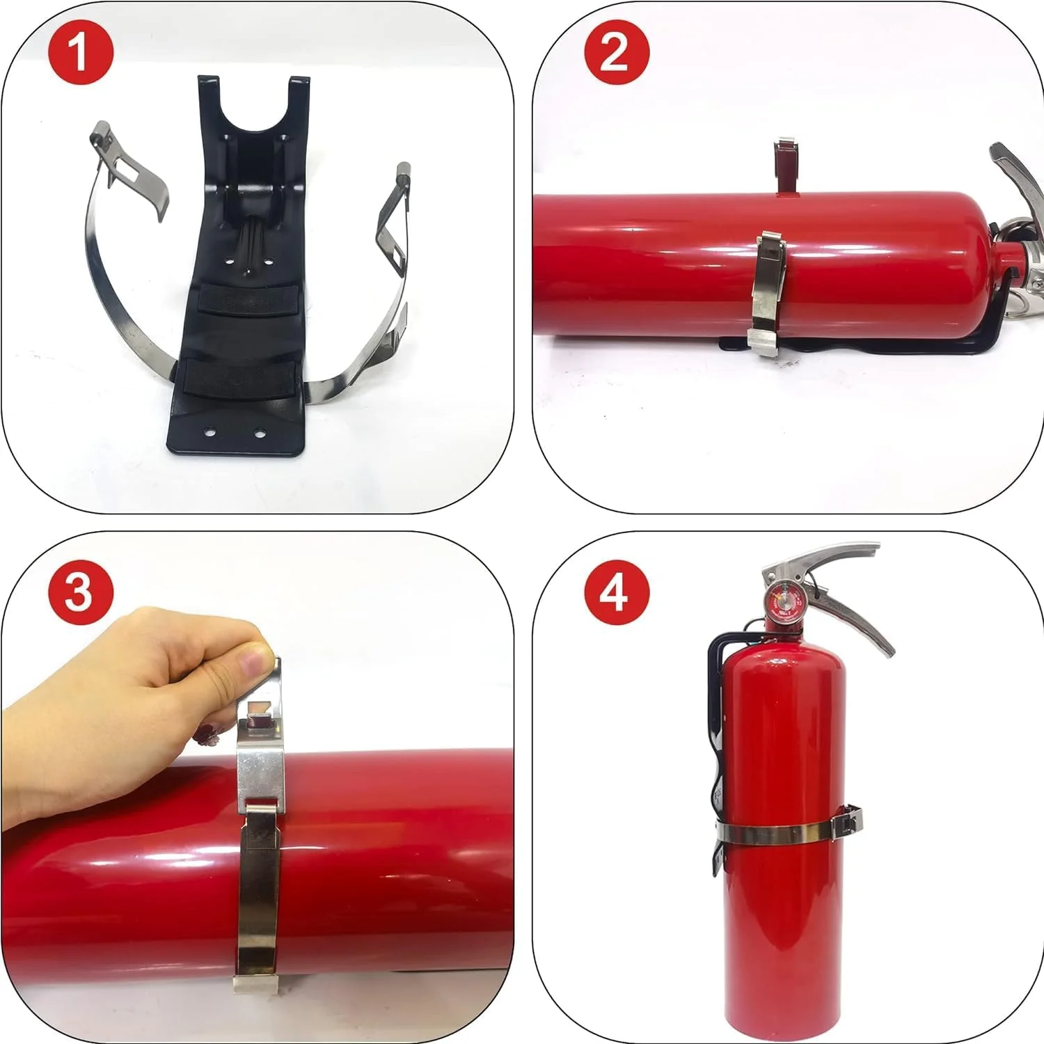 براکت نصب کپسول آتش نشانی Zimchado برای خانه، محل کار، کامیون، RV کپسول های آتش نشانی کوچک مینی - نگهدارنده کپسول آتش نشانی سنگین با تمام لوازم مورد نیاز (5LB)