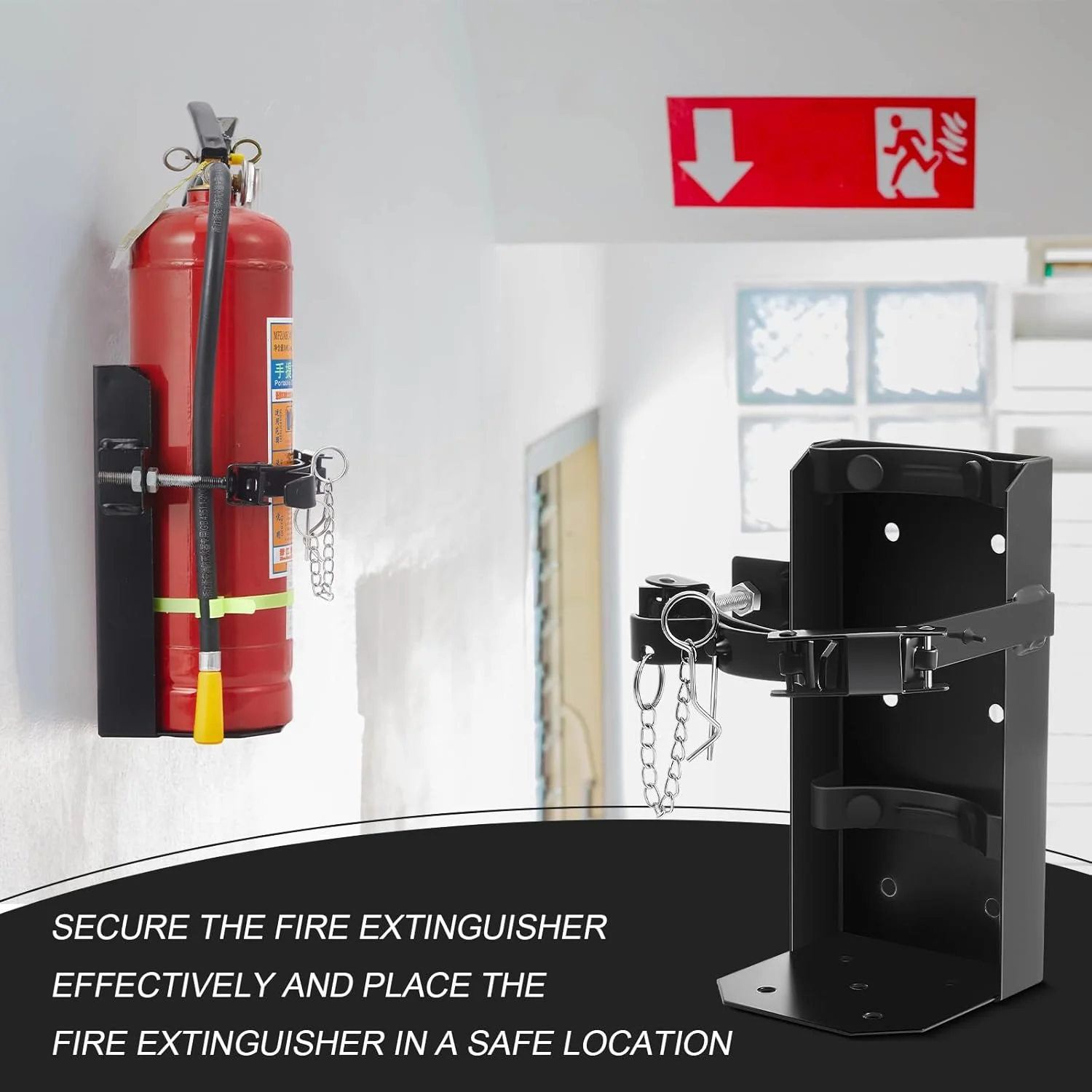 نگهدارنده کپسول آتش نشانی زونون، 2 عددی، فلزی، مقاوم، مناسب نصب دیواری در خانه، خودرو و کامیون، سایز مینی، کوچک و متوسط، مشکی (مناسب کپسول 10 پوندی)