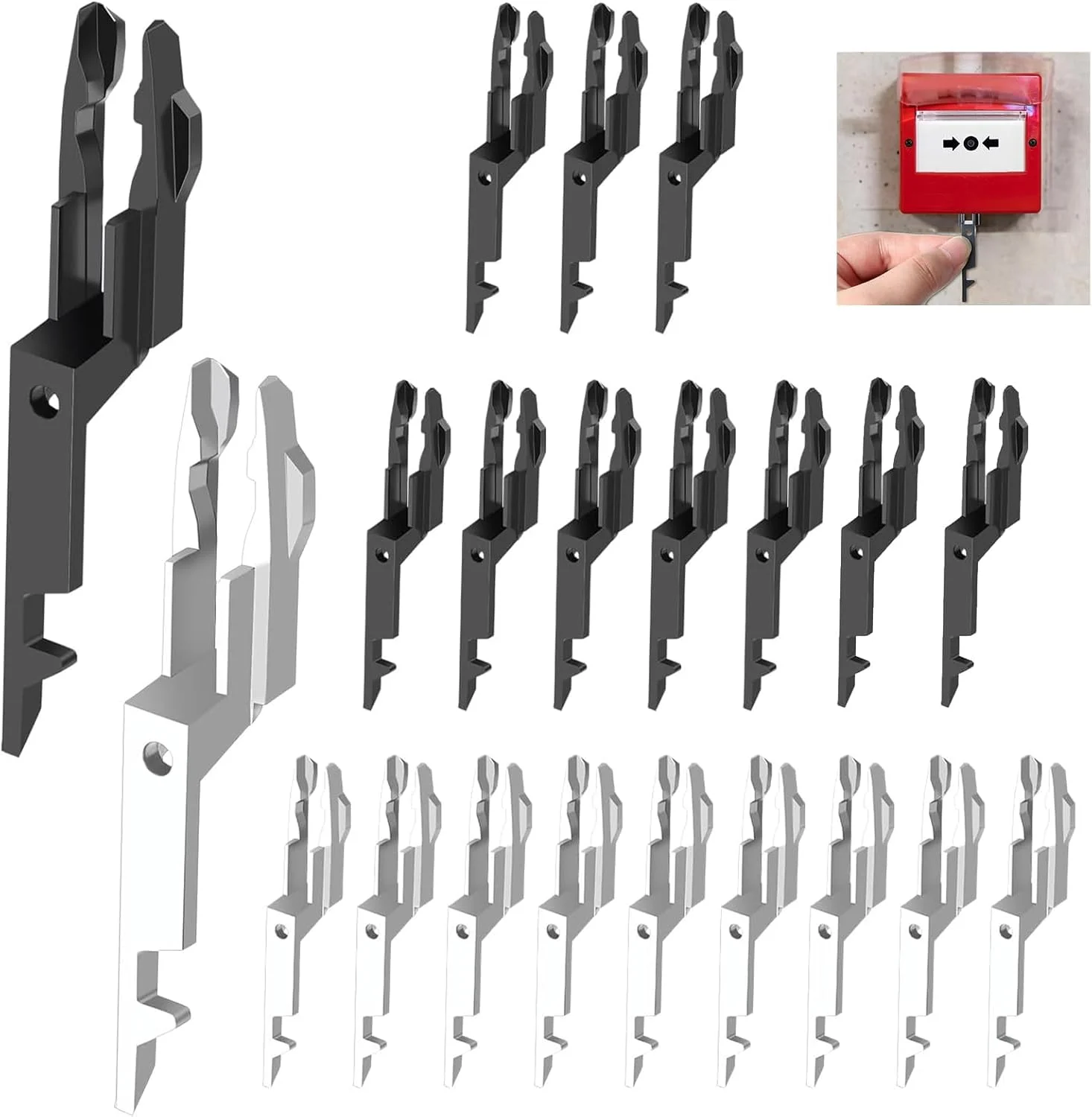 کلید تست آلارم آتش نشانی Yuiturt، 20 عدد، کلید نقطه تماس آتش نشانی، کلید بازنشانی دکمه اضطراری شکستن شیشه برای نقاط تماس KAC، کلید آلارم آتش نشانی جهانی برای تست آلارم و اهداف ایمنی