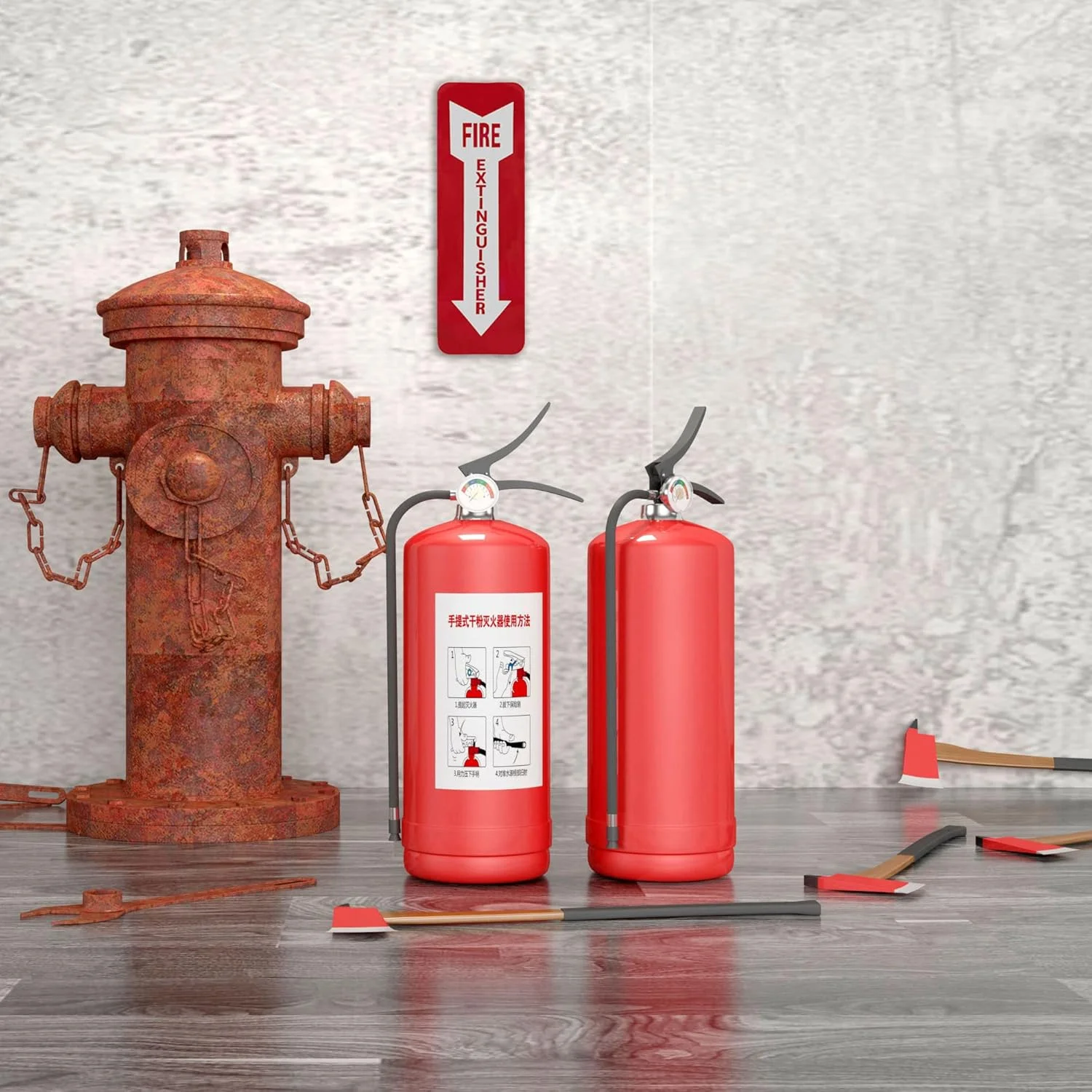 تابلو علامت کپسول آتش نشانی Zimchado، بسته 4 عددی برچسب کپسول آتش نشانی، ضخامت 18 میلی متر بادوام شب تاب - ضد آب و هوا، خود چسب، شب نما و دارای محافظت در برابر اشعه ماوراء بنفش، علائم ایمنی قرمز