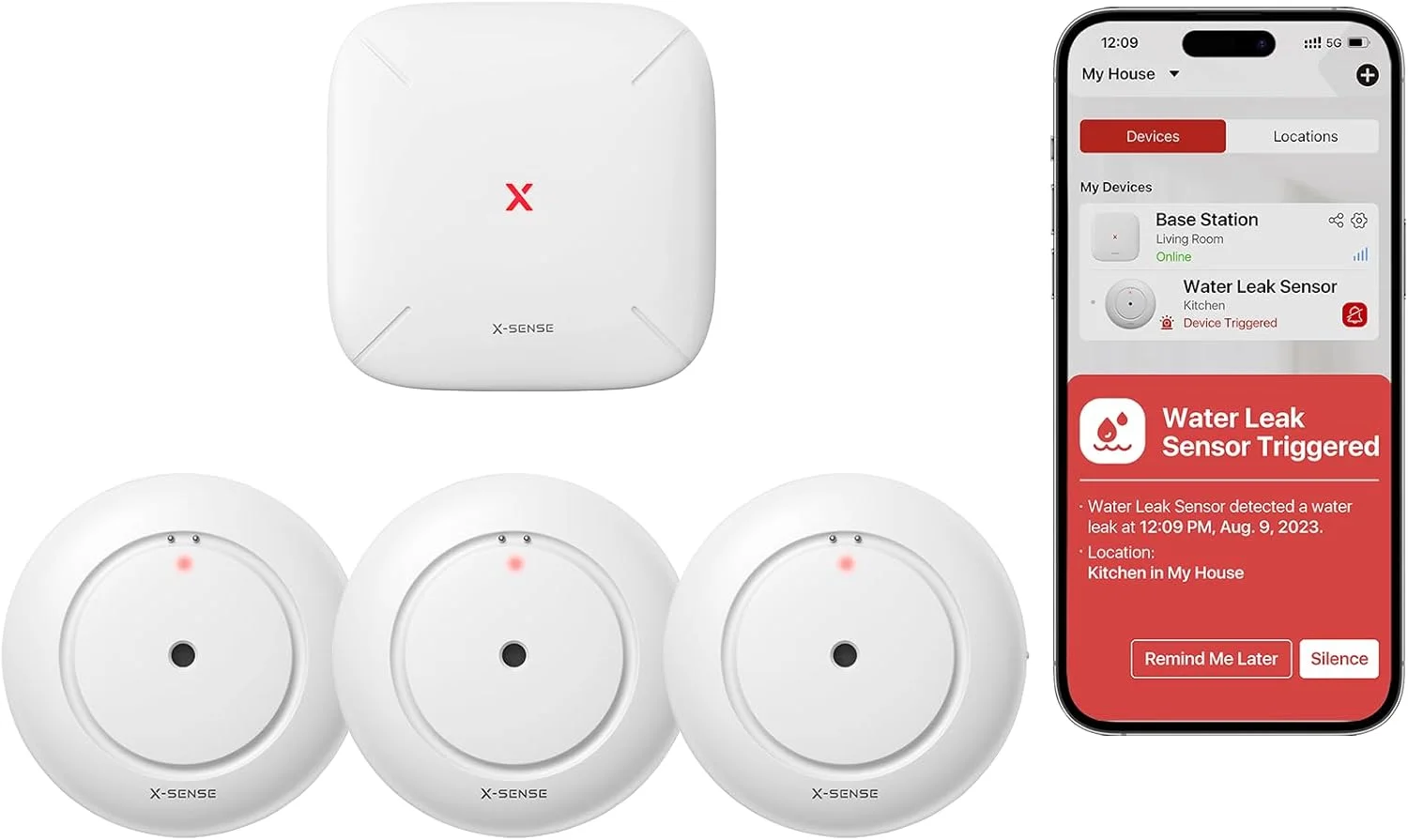 آشکارساز نشت آب وای فای X-Sense، آلارم حسگر هوشمند آب، آلارم آشکارساز آب با برد انتقال 1700 فوت برای آشپزخانه، زیرزمین، حمام، 3 آشکارساز آب و 1 ایستگاه پایه، مدل SWS54 آشکارساز نشت آب وای فای X-Sense، آلارم حسگر هوشمند آب، آلارم آشکارساز آب با برد انتقال 1700 فوت برای آشپزخانه، زیرزمین، حمام، 3 آشکارساز آب و 1 ایستگاه پایه، مدل SWS54