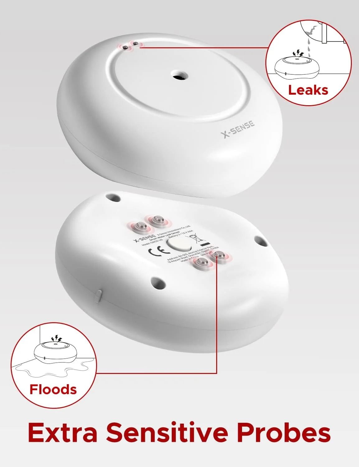 آشکارساز نشت آب وای فای X-Sense، آلارم حسگر هوشمند آب، آلارم آشکارساز آب با برد انتقال 1700 فوت برای آشپزخانه، زیرزمین، حمام، 3 آشکارساز آب و 1 ایستگاه پایه، مدل SWS54 آشکارساز نشت آب وای فای X-Sense، آلارم حسگر هوشمند آب، آلارم آشکارساز آب با برد انتقال 1700 فوت برای آشپزخانه، زیرزمین، حمام، 3 آشکارساز آب و 1 ایستگاه پایه، مدل SWS54