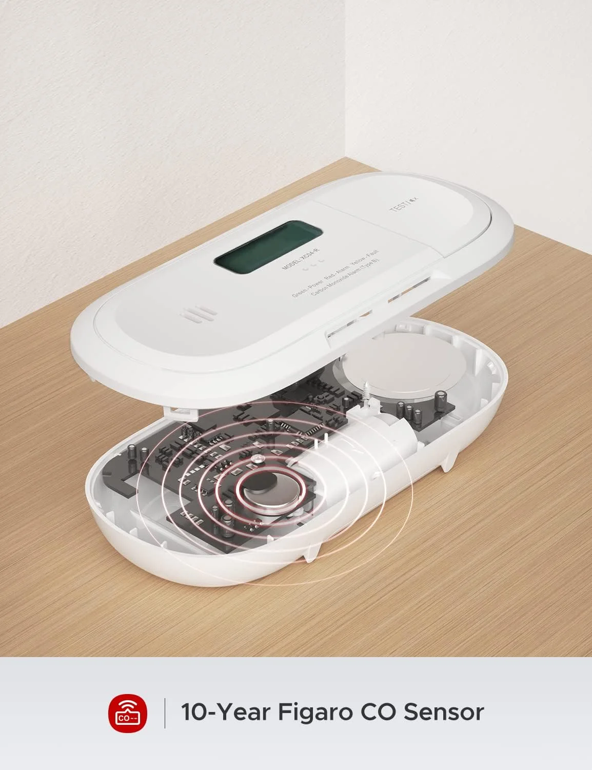 دتکتور مونوکسید کربن X-Sense با حافظه پیک، سنسور دقیق با باتری 10 ساله و نمایشگر LCD، دارای گواهینامه TÜV Rheinland مطابق با استاندارد EN 50291، مدل XC04-R