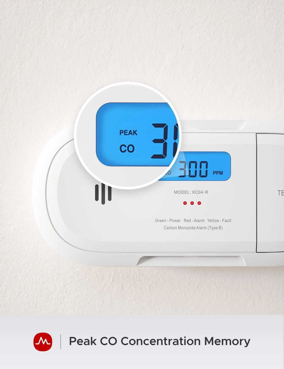 دتکتور مونوکسید کربن X-Sense با حافظه پیک، سنسور دقیق با باتری 10 ساله و نمایشگر LCD، دارای گواهینامه TÜV Rheinland مطابق با استاندارد EN 50291، مدل XC04-R