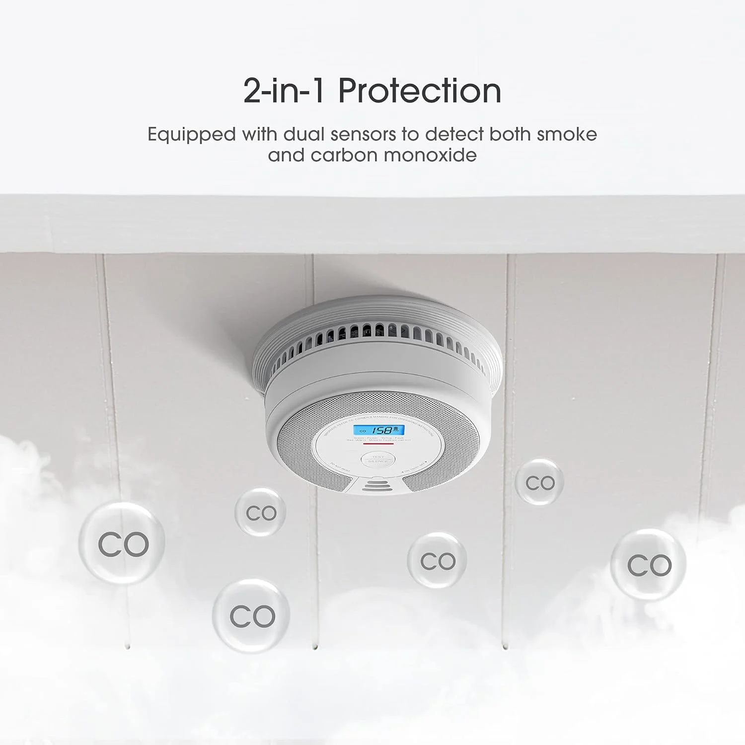 آشکارساز دود و مونوکسید کربن بی سیم X-Sense با نمایشگر LCD و باتری 10 ساله، برد انتقال بیش از 820 فوت، بسته 3 عددی آشکارساز دود و مونوکسید کربن بی سیم X-Sense با نمایشگر LCD و باتری 10 ساله، برد انتقال بیش از 820 فوت، بسته 3 عددی