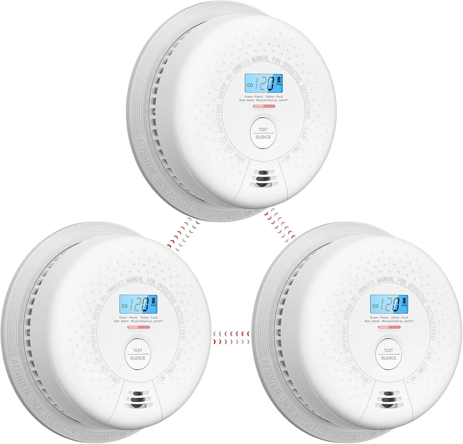 دستگاه ترکیبی تشخیص دود و مونوکسید کربن X-Sense، دستگاه ترکیبی بیسیم متصل به هم برای تشخیص دود و مونوکسید کربن با باتری 10 ساله، تا 24 آلارم بیسیم X-Sense Link+، مدل SC01-W، بستهی 3 عددی دستگاه ترکیبی تشخیص دود و مونوکسید کربن X-Sense، دستگاه ترکیبی بیسیم متصل به هم برای تشخیص دود و مونوکسید کربن با باتری 10 ساله، تا 24 آلارم بیسیم X-Sense Link+، مدل SC01-W، بستهی 3 عددی