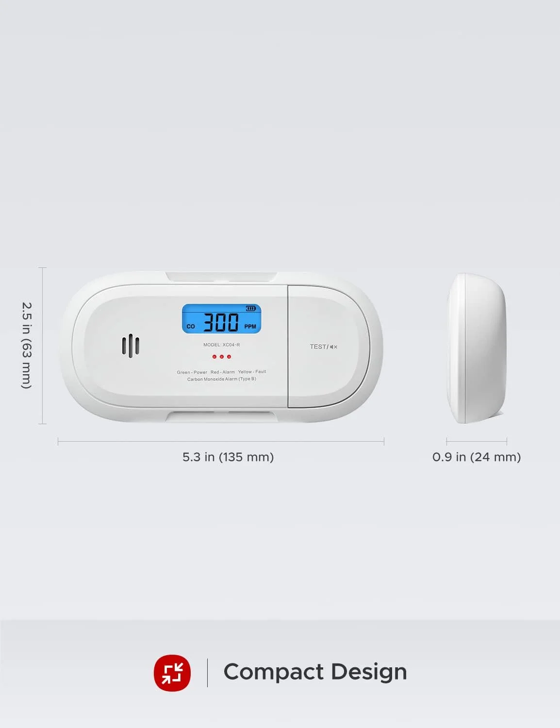 دتکتور مونوکسید کربن X-Sense با حافظه پیک، سنسور دقیق با باتری 10 ساله و نمایشگر LCD، دارای گواهینامه TÜV Rheinland مطابق با استاندارد EN 50291، مدل XC04-R