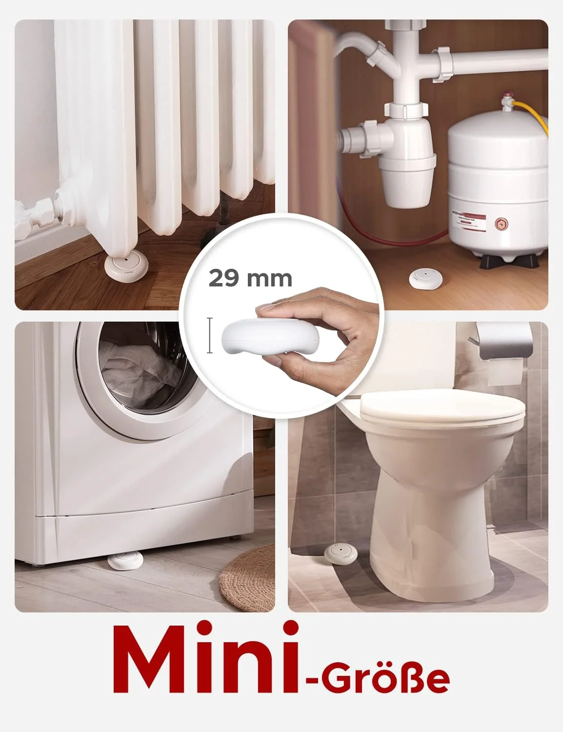 آشکارساز آب مستقل X-Sense با باتری، سنسور آب IP66، مینی آشکارساز آب با آلارم صوتی 110 دسی بل، با باتری کار می کند، آشکارساز زنگ خطر آب برای آشپزخانه ها، زیرزمین ها، سینک ها و استخرها، مجموعه