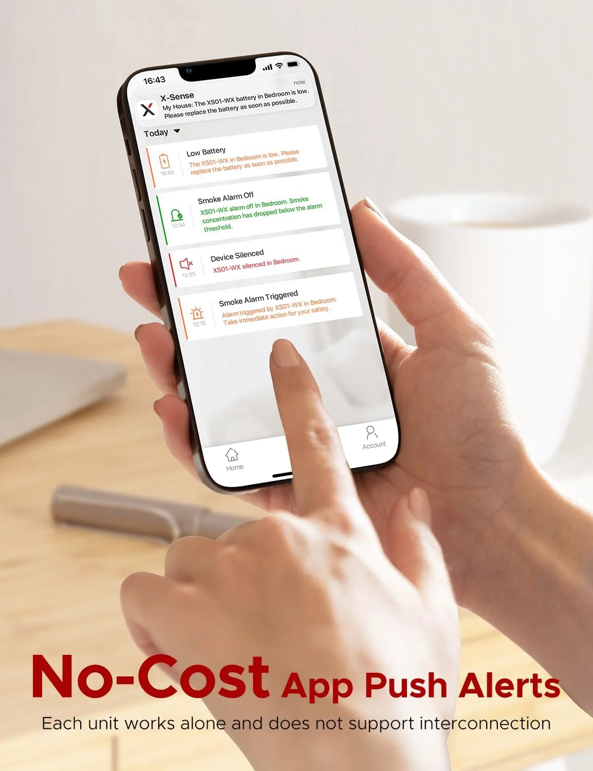 آشکارساز دود هوشمند X-Sense، آلارم آتش سوزی با باتری قابل تعویض، آشکارساز دود Wi-Fi، اعلان های برنامه در زمان واقعی، XS01-WX، بسته 1 عددی