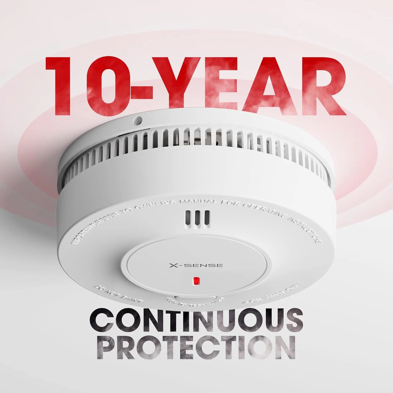 آشکارساز دود شبکه ای X-Sense با باتری 10 ساله، آلارم آتش با کلید قطع صدا، مطابق با استاندارد EN 14604، مدل SD19-W، مجموعه 3 عددی