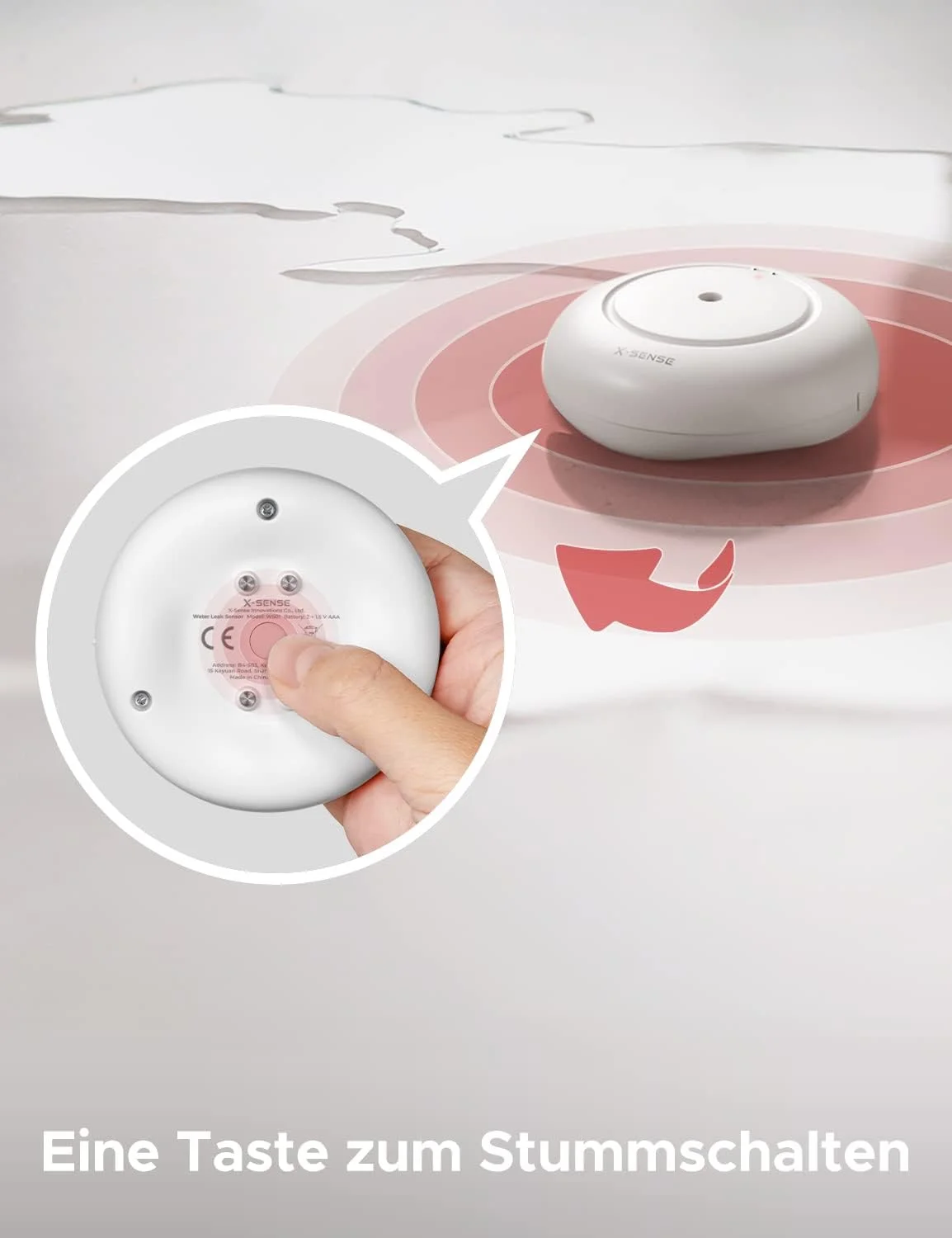 آشکارساز آب مستقل X-Sense با باتری، سنسور آب IP66، مینی آشکارساز آب با آلارم صوتی 110 دسی بل، با باتری کار می کند، آشکارساز زنگ خطر آب برای آشپزخانه ها، زیرزمین ها، سینک ها و استخرها، مجموعه