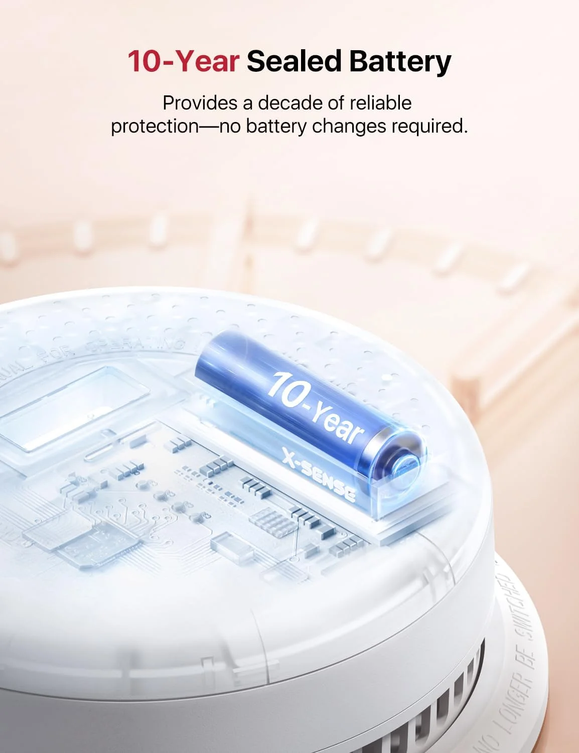 دستگاه ترکیبی تشخیص دود و مونوکسید کربن X-Sense، دستگاه ترکیبی بی‌سیم متصل به هم برای تشخیص دود و مونوکسید کربن با باتری 10 ساله، تا 24 آلارم بی‌سیم X-Sense Link+، مدل SC01-W، بسته‌ی 3 عددی
