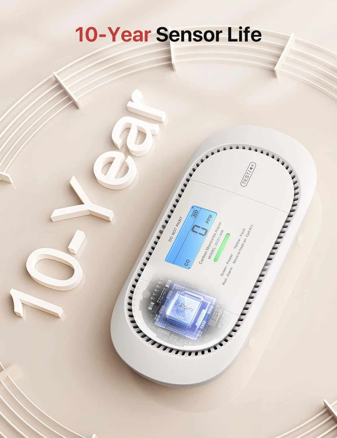 آشکارساز مونوکسید کربن بی سیم X-Sense، آلارم CO با باتری قابل تعویض با نمایشگر دیجیتال و حافظه مقدار پیک، XC01-WR، بسته 2 عددی